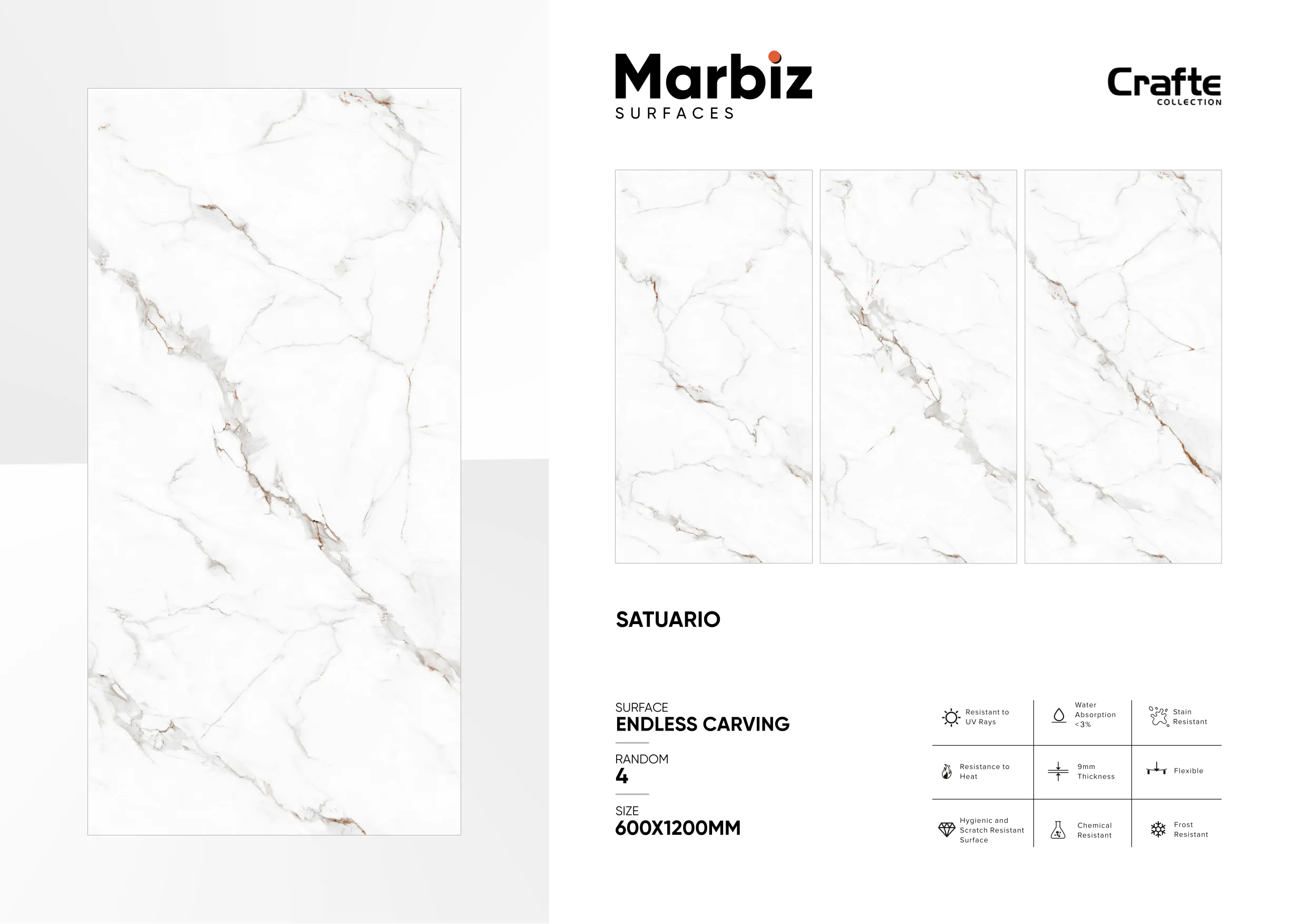 Crafte 600x1200mm White Endless - Design 106 - 600x1200mm Endless