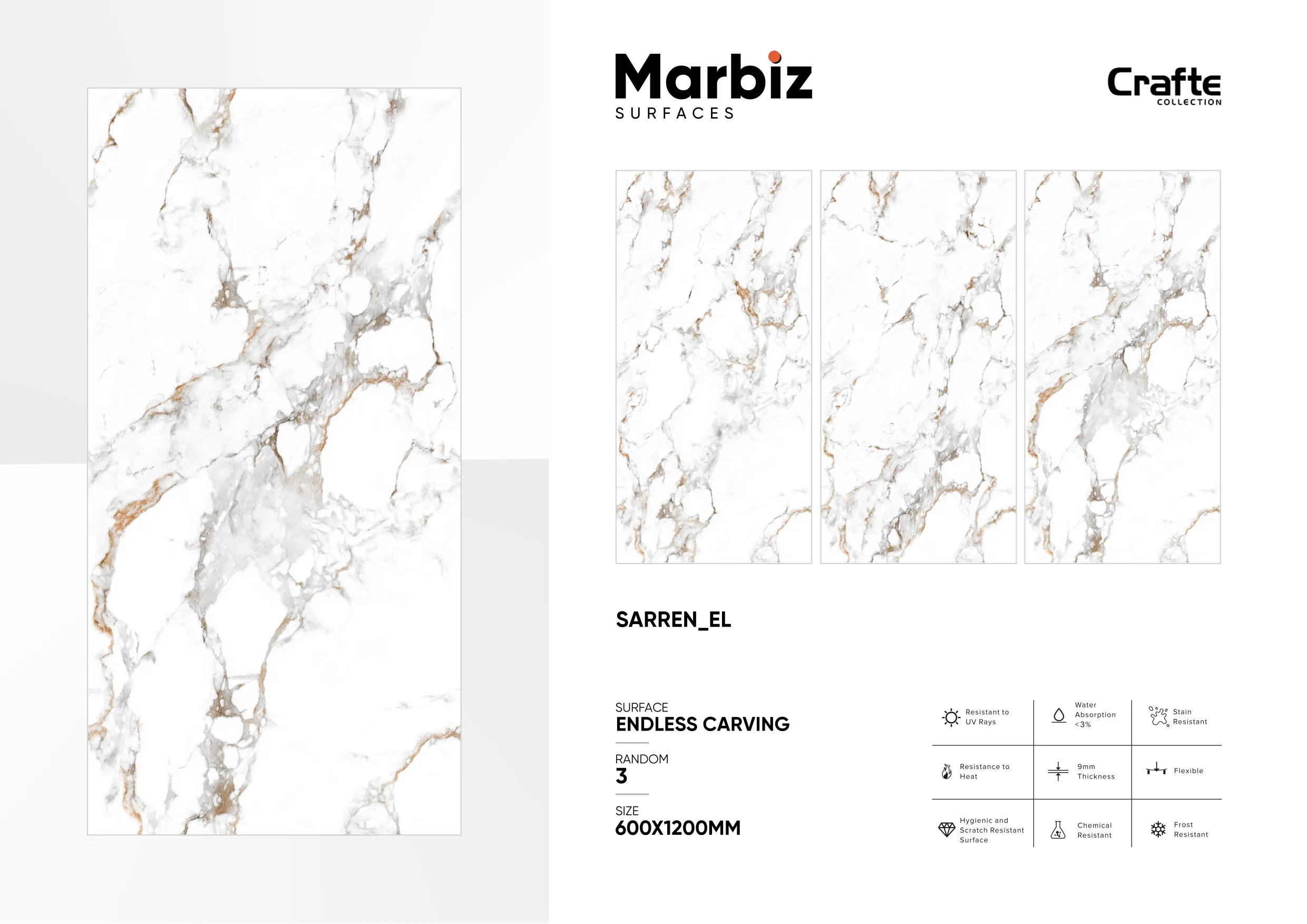 Crafte 600x1200mm White Endless - Design 108 - 600x1200mm Endless