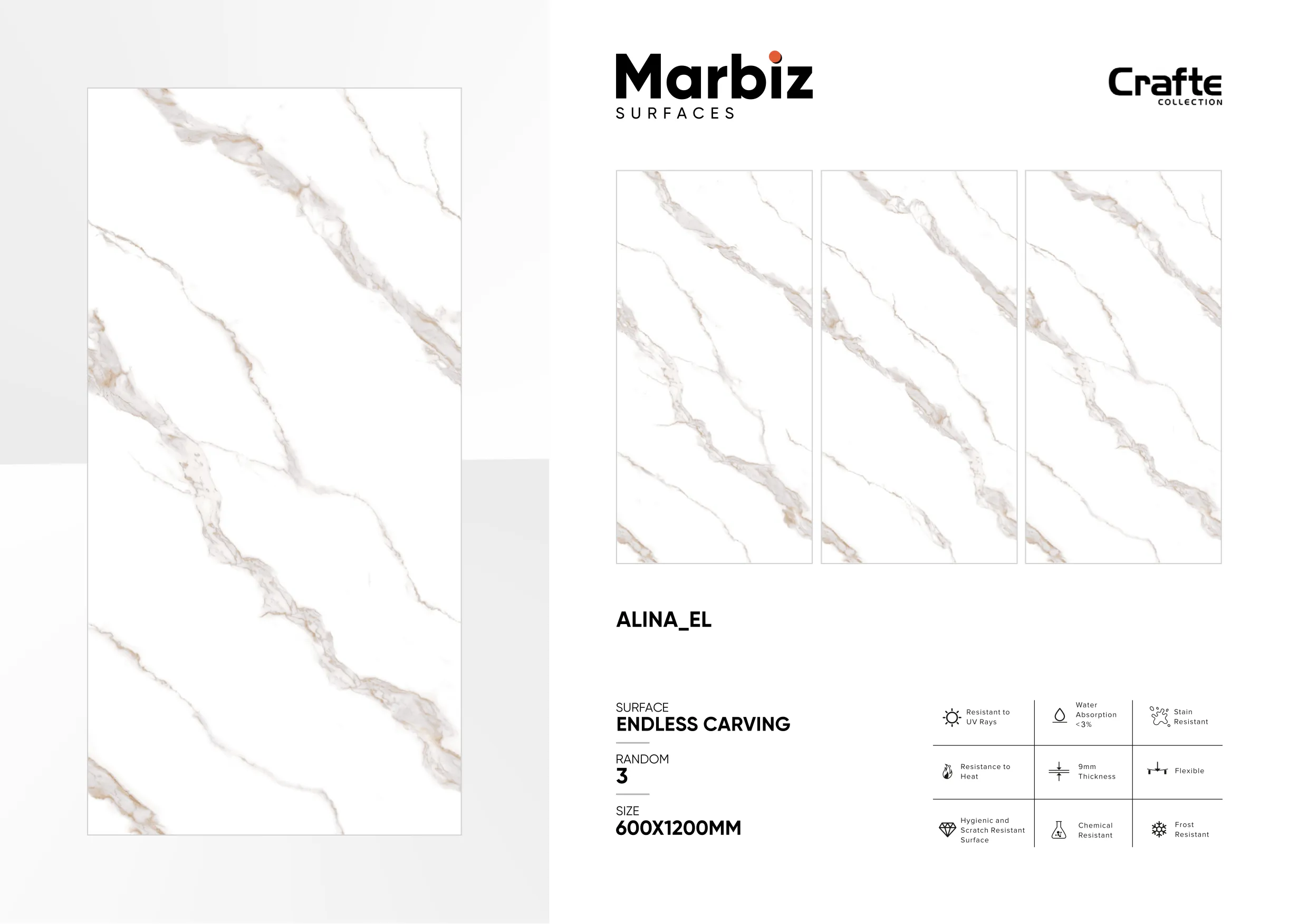 Crafte 600x1200mm White Endless - Design 10 - 600x1200mm Endless