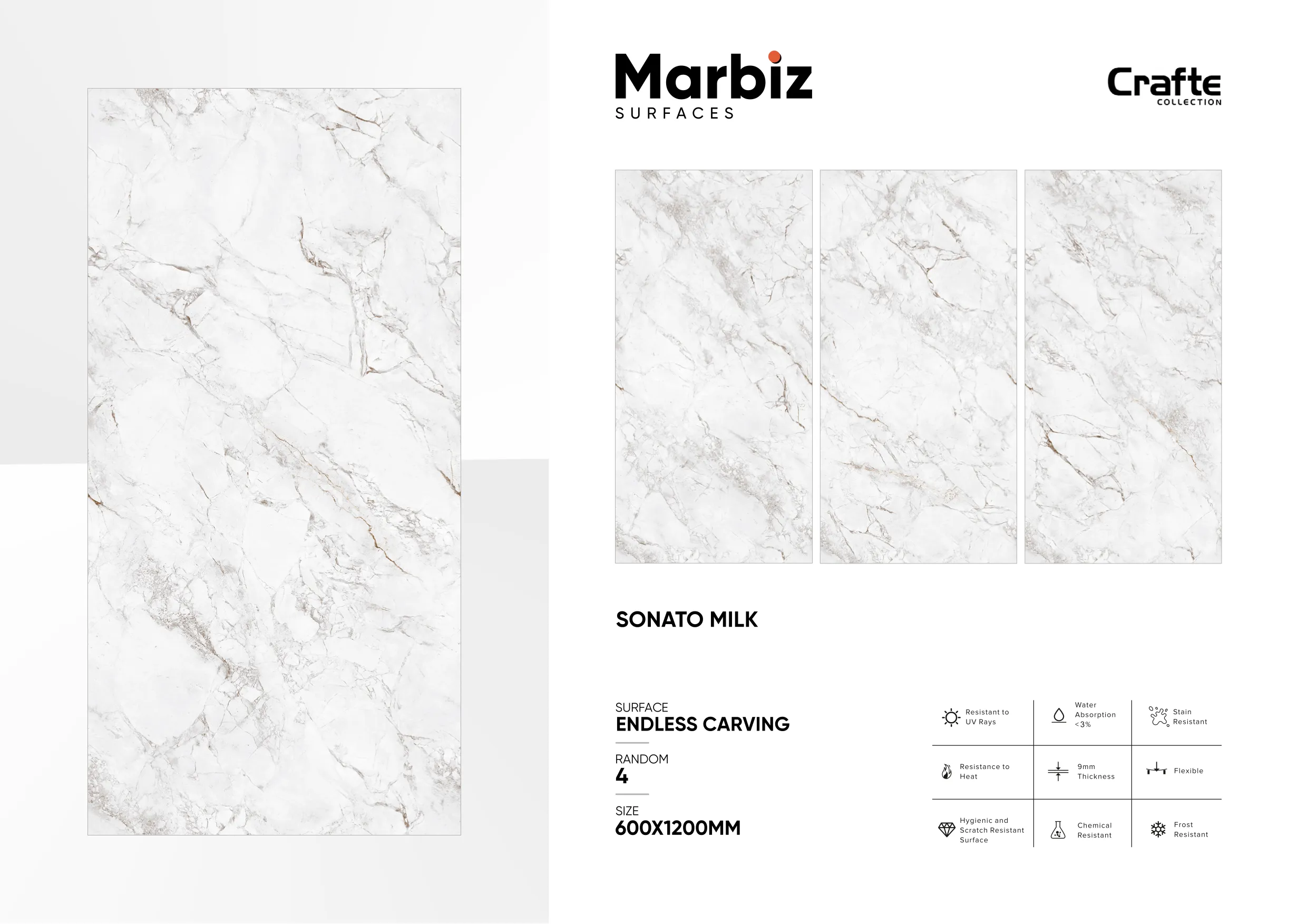 Crafte 600x1200mm White Endless - Design 110 - 600x1200mm Endless