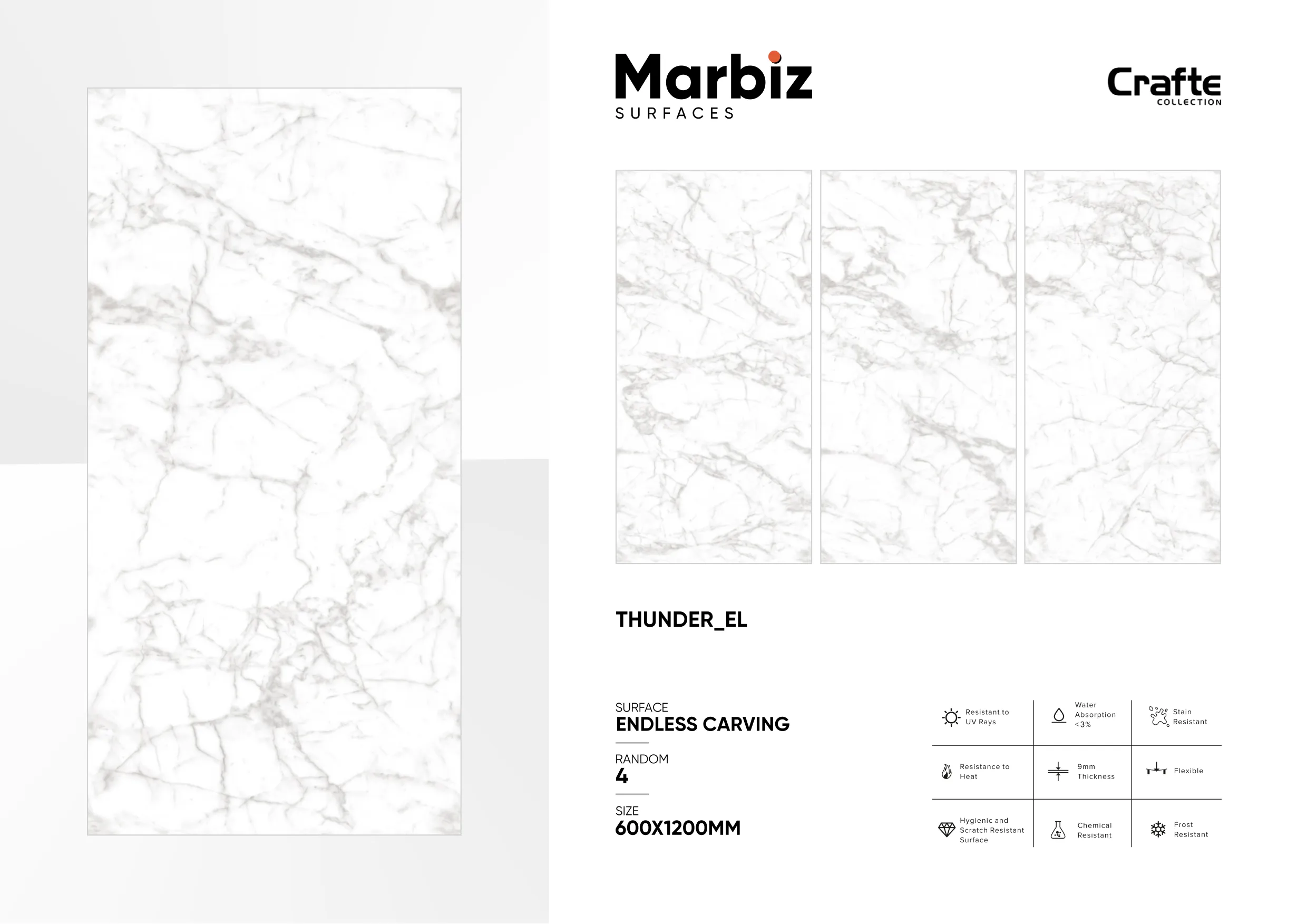 Crafte 600x1200mm White Endless - Design 112 - 600x1200mm Endless