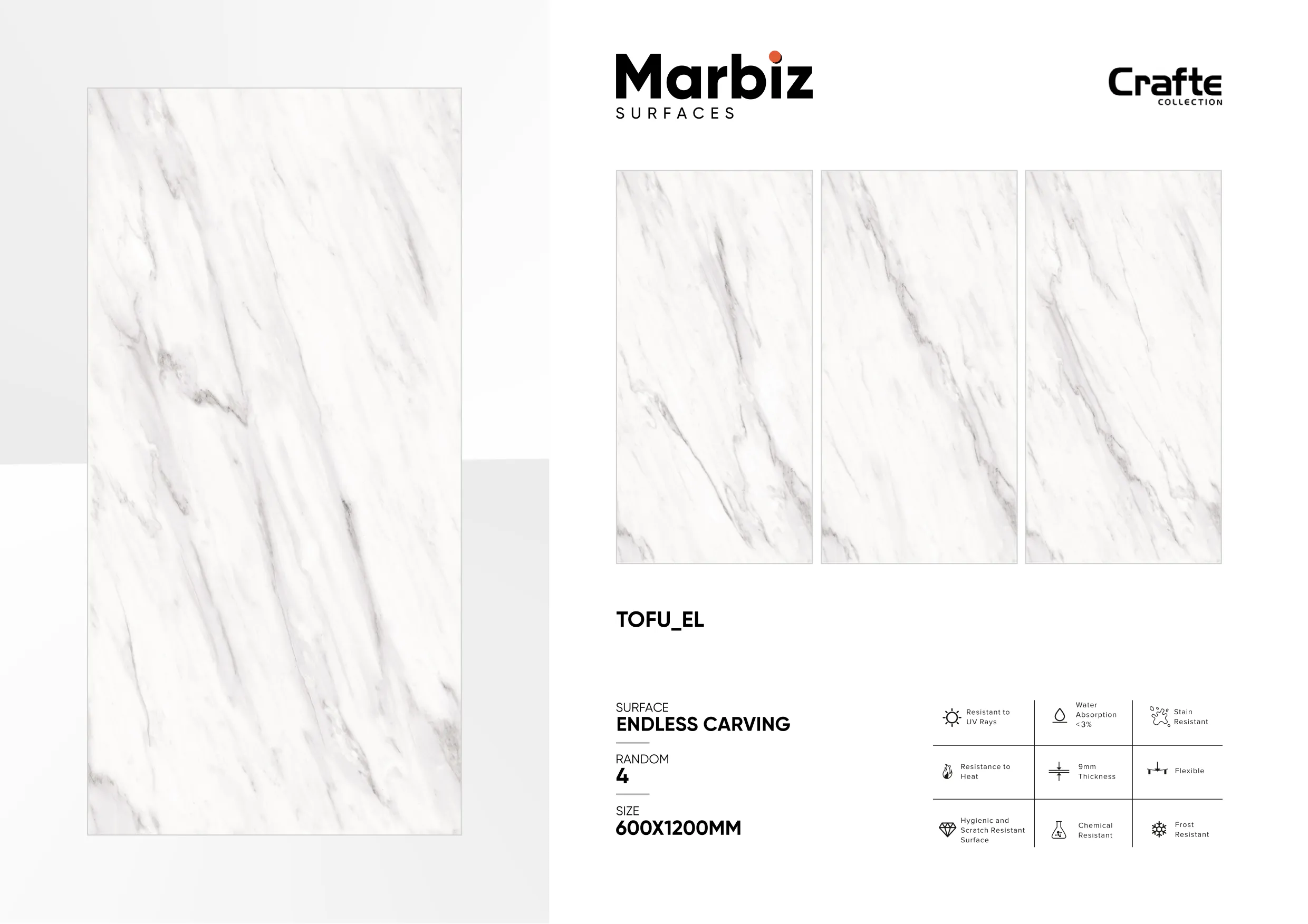 Crafte 600x1200mm White Endless - Design 114 - 600x1200mm Endless