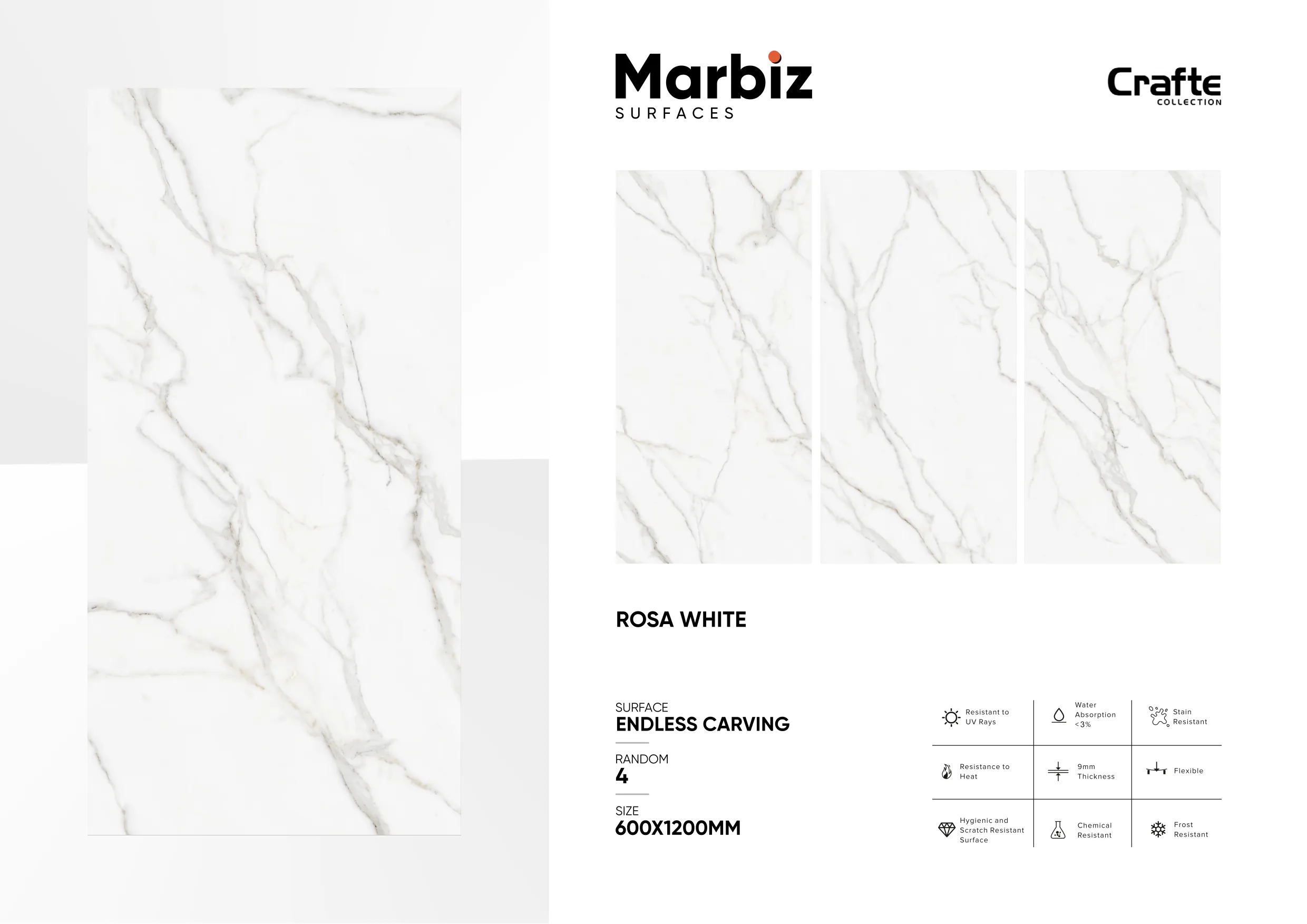 Crafte 600x1200mm White Endless - Design 118 - 600x1200mm Endless