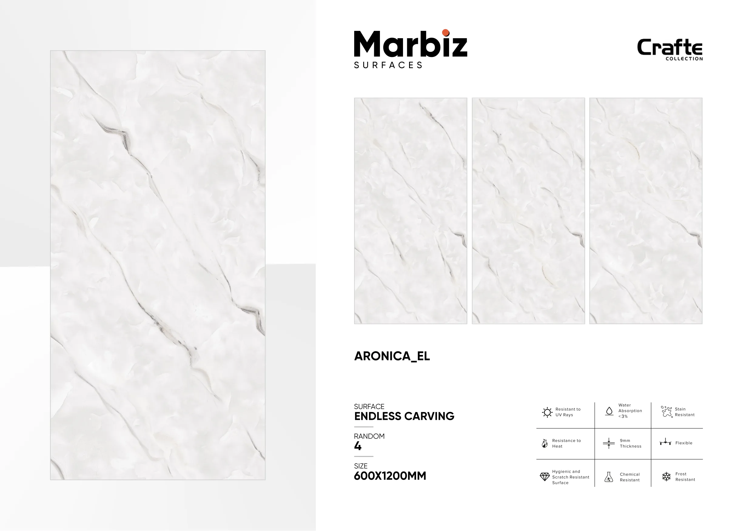 Crafte 600x1200mm White Endless - Design 14 - 600x1200mm Endless