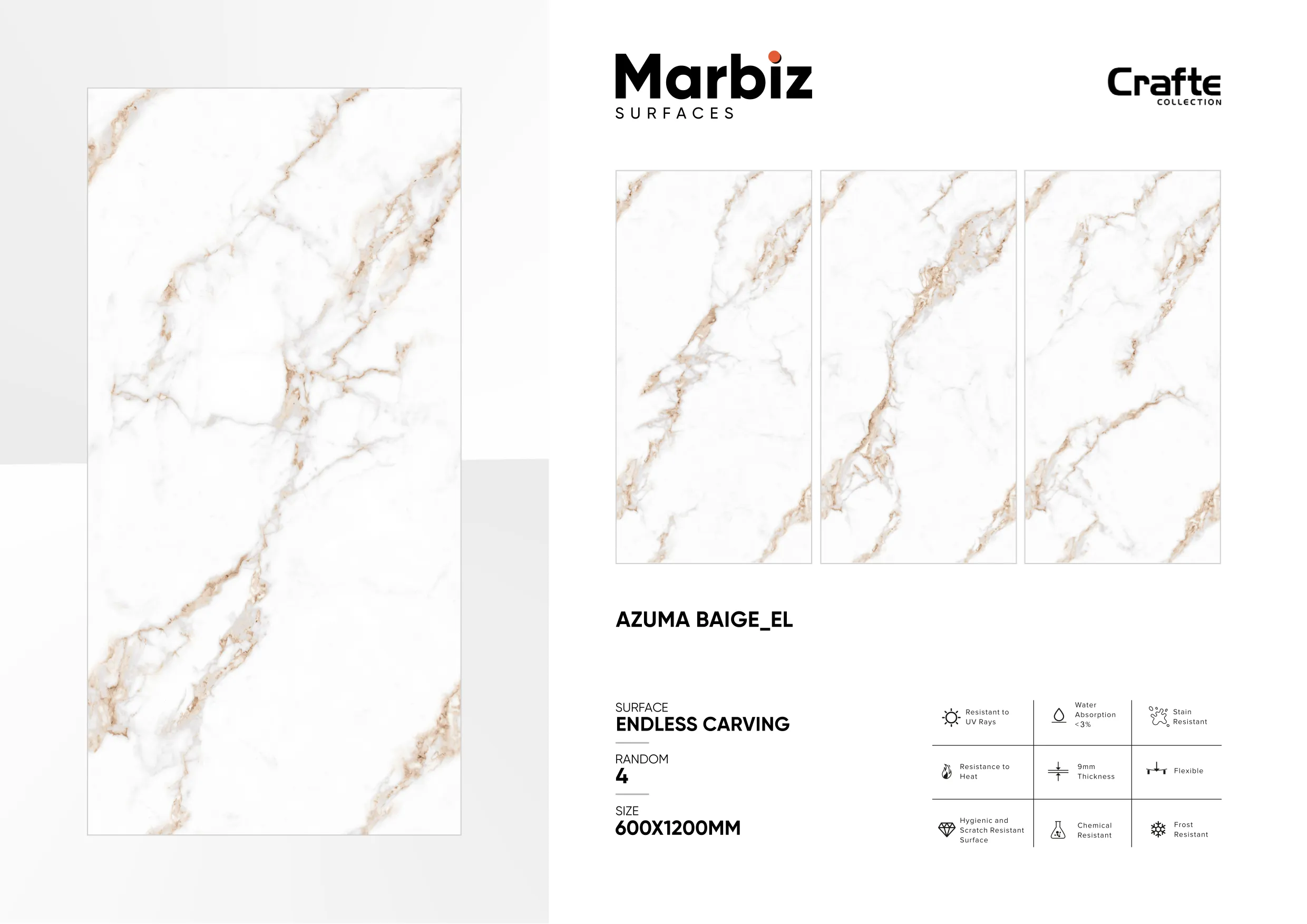 Crafte 600x1200mm White Endless - Design 16 - 600x1200mm Endless