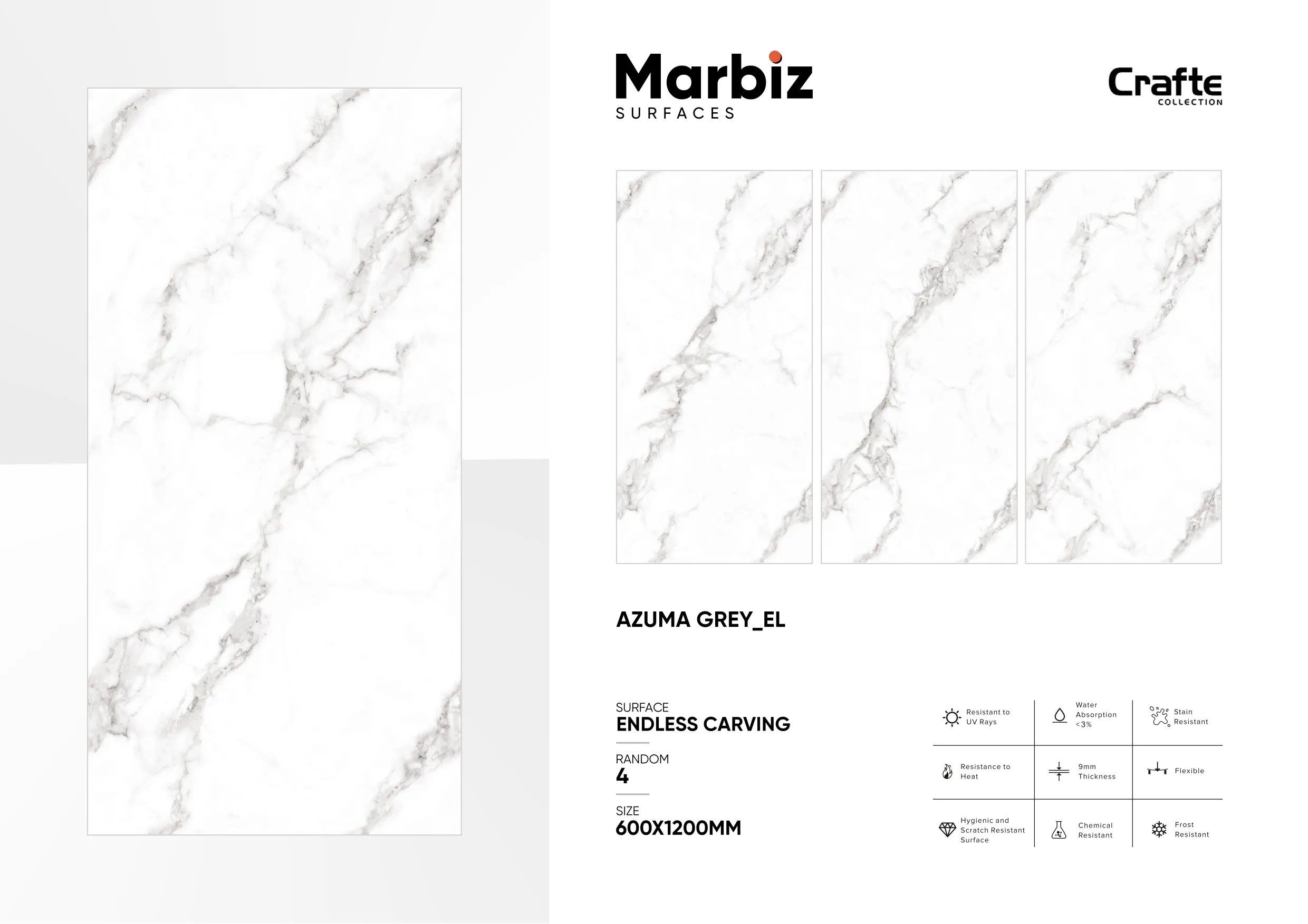 Crafte 600x1200mm White Endless - Design 18 - 600x1200mm Endless