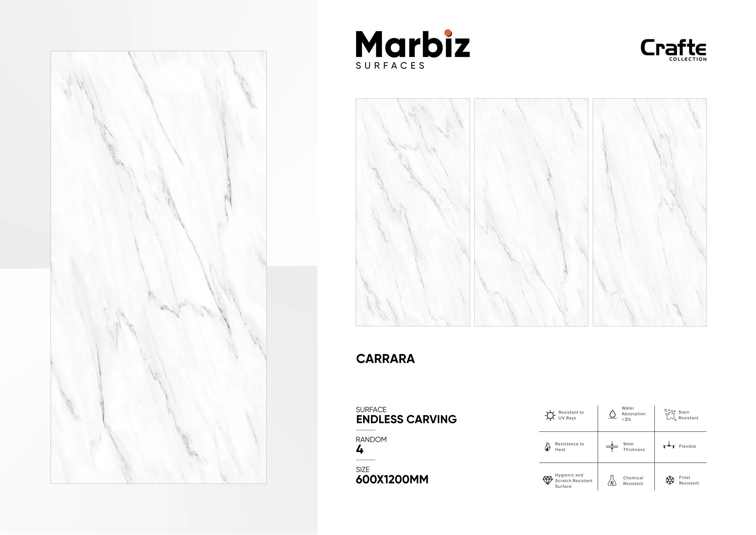 Crafte 600x1200mm White Endless - Design 22 - 600x1200mm Endless