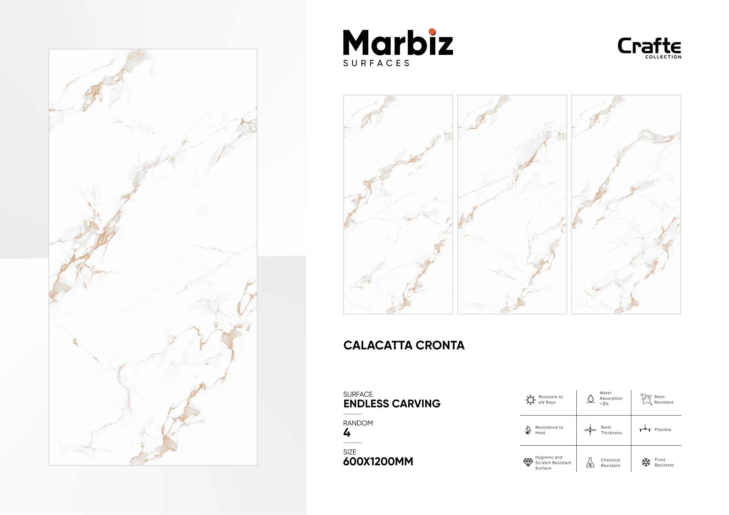 Crafte 600x1200mm White Endless - Design 24 - 600x1200mm Endless