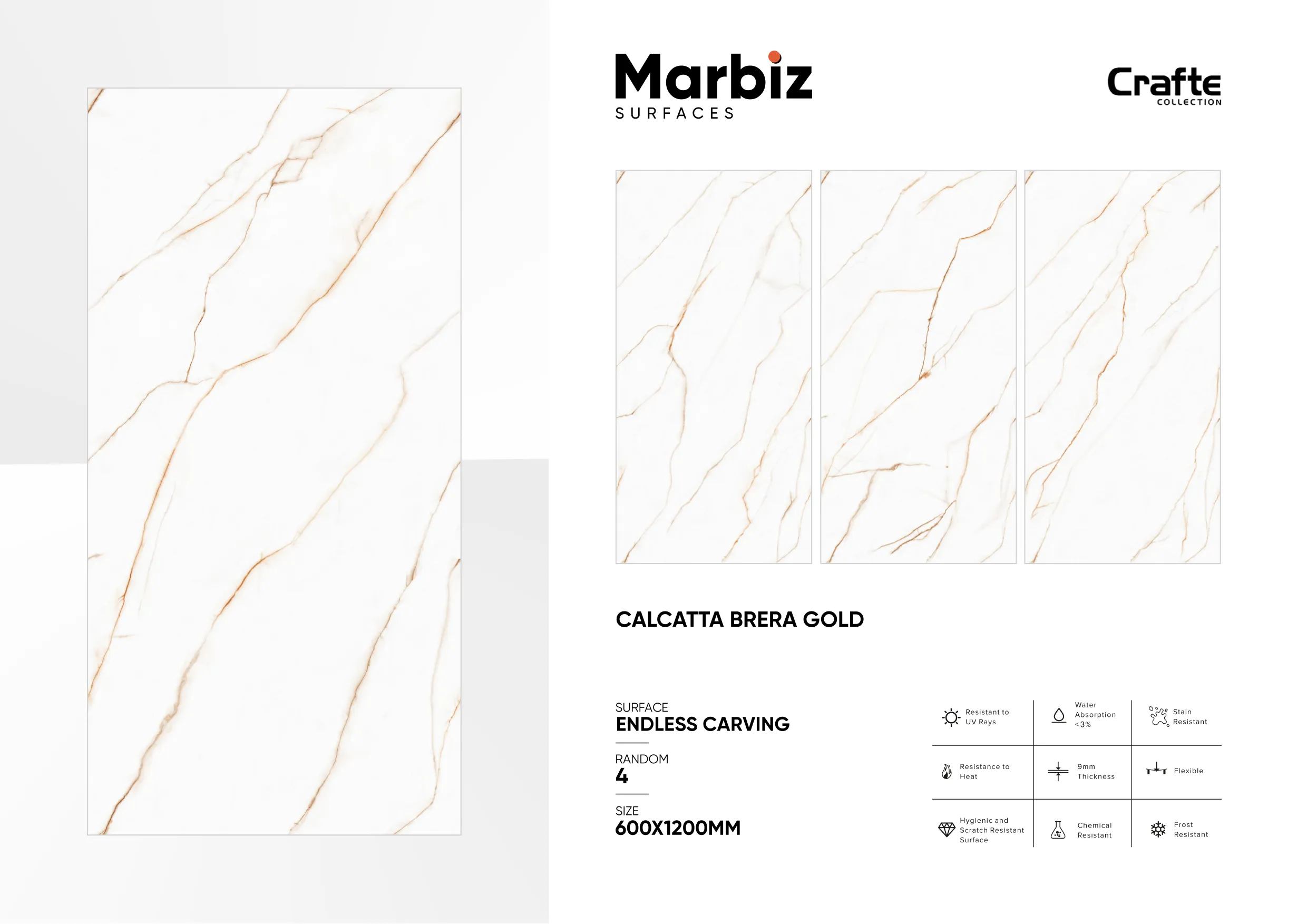 Crafte 600x1200mm White Endless - Design 26 - 600x1200mm Endless