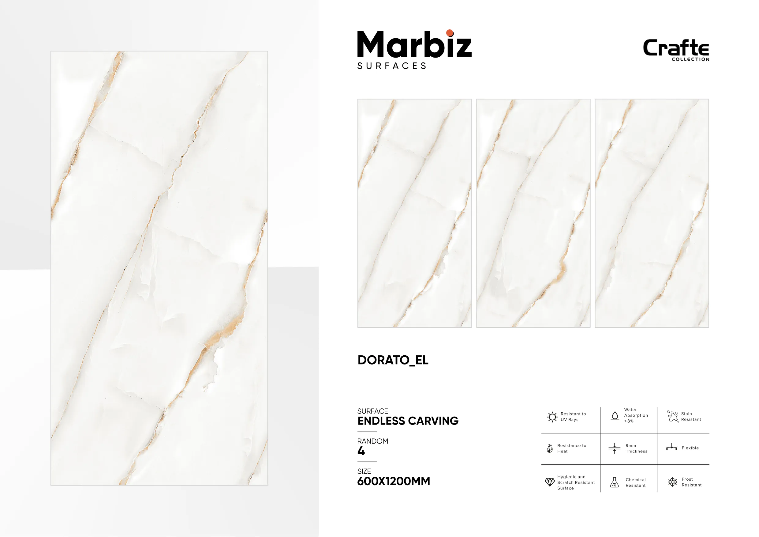 Crafte 600x1200mm White Endless - Design 30 - 600x1200mm Endless