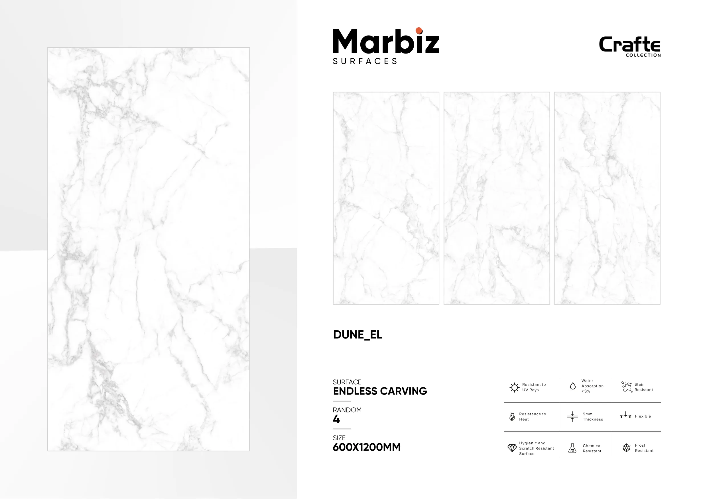 Crafte 600x1200mm White Endless - Design 32 - 600x1200mm Endless