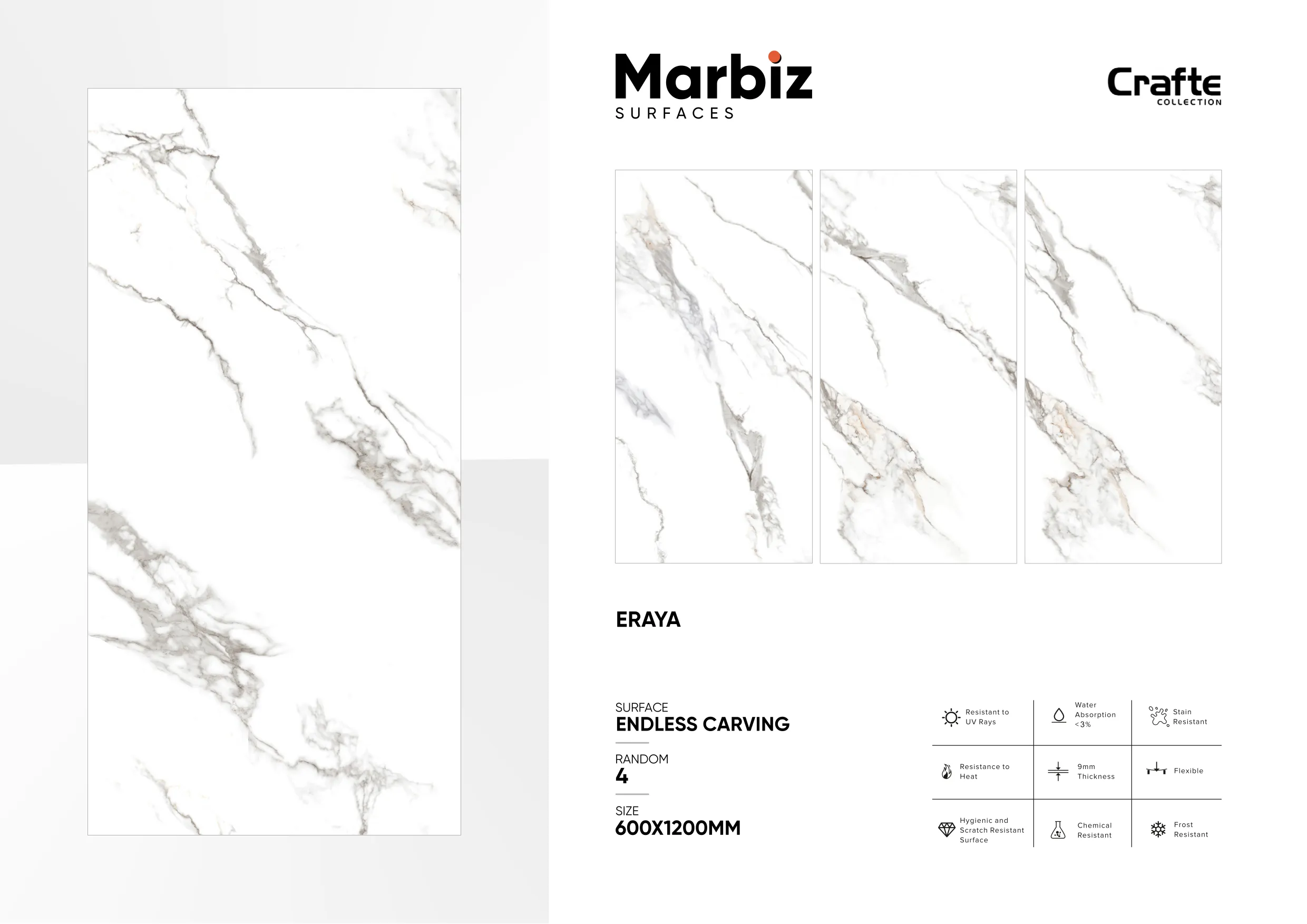 Crafte 600x1200mm White Endless - Design 34 - 600x1200mm Endless