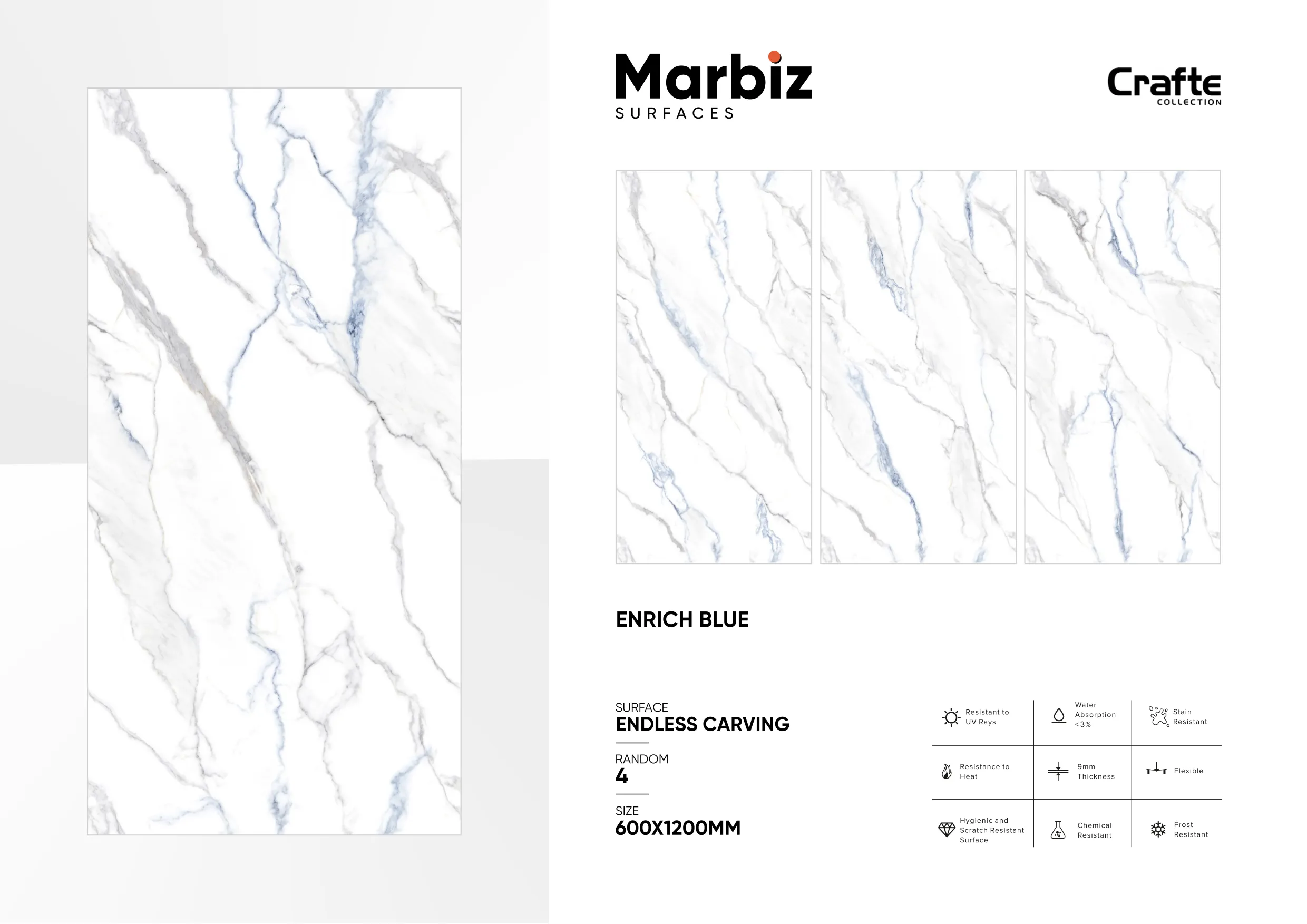 Crafte 600x1200mm White Endless - Design 36 - 600x1200mm Endless