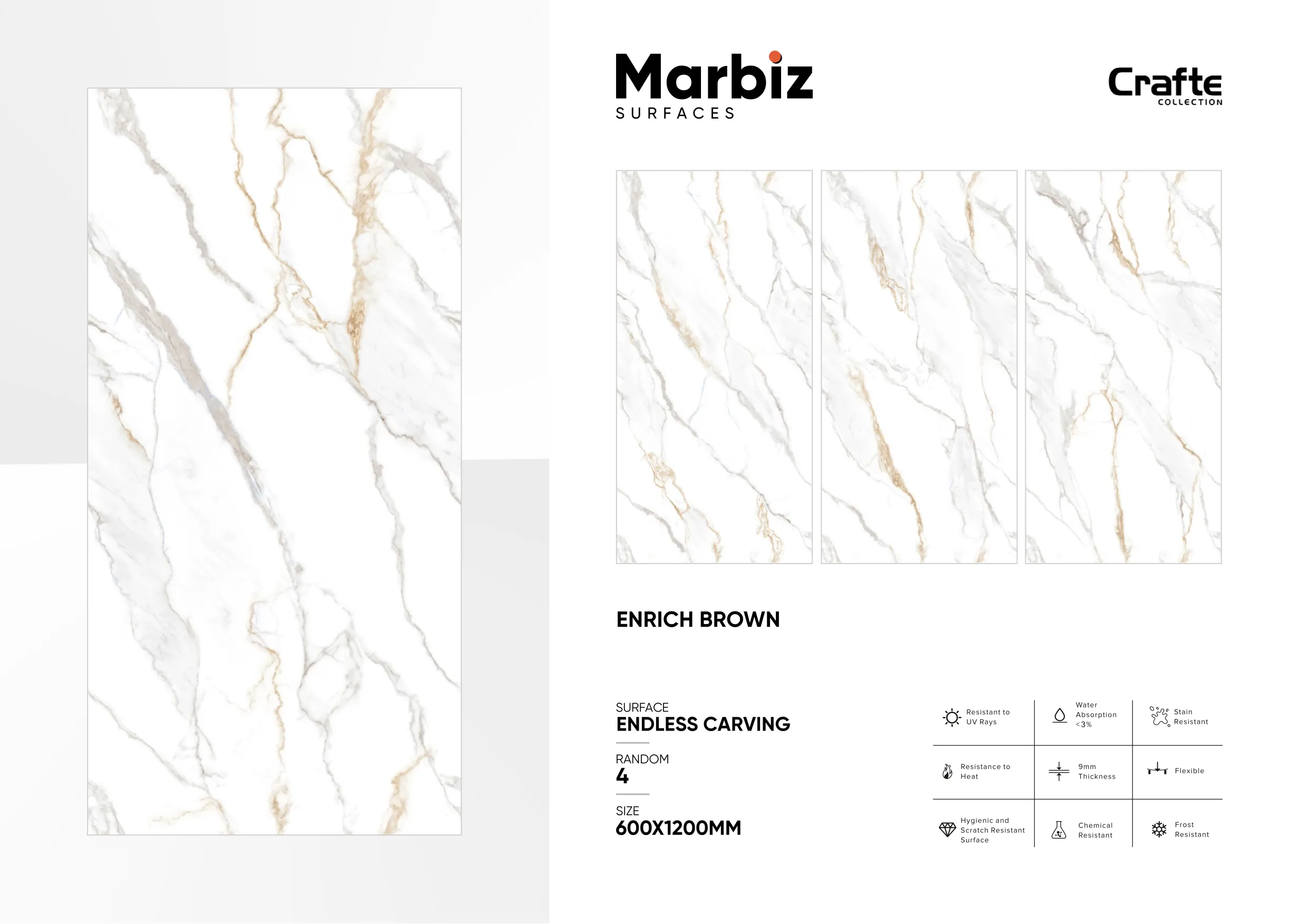 Crafte 600x1200mm White Endless - Design 38 - 600x1200mm Endless