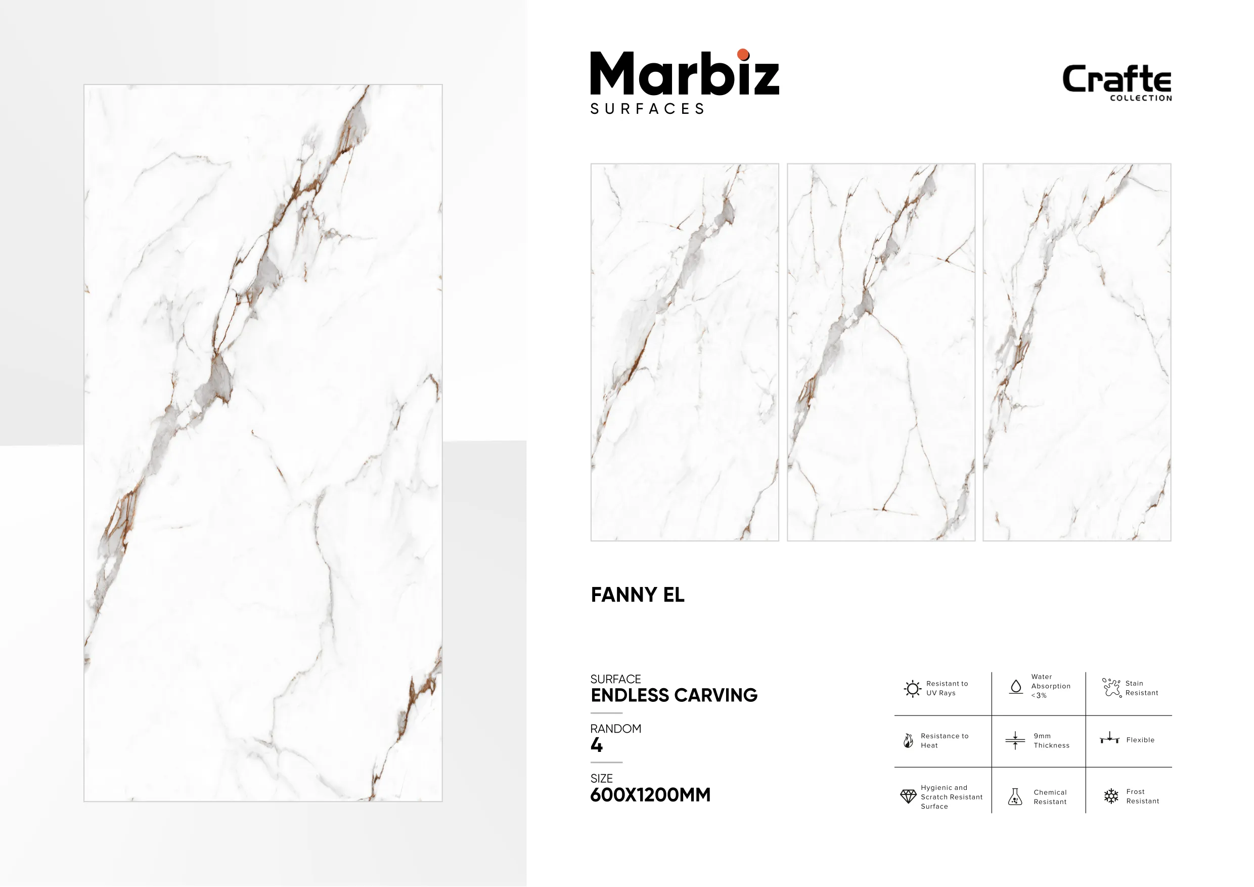 Crafte 600x1200mm White Endless - Design 46 - 600x1200mm Endless