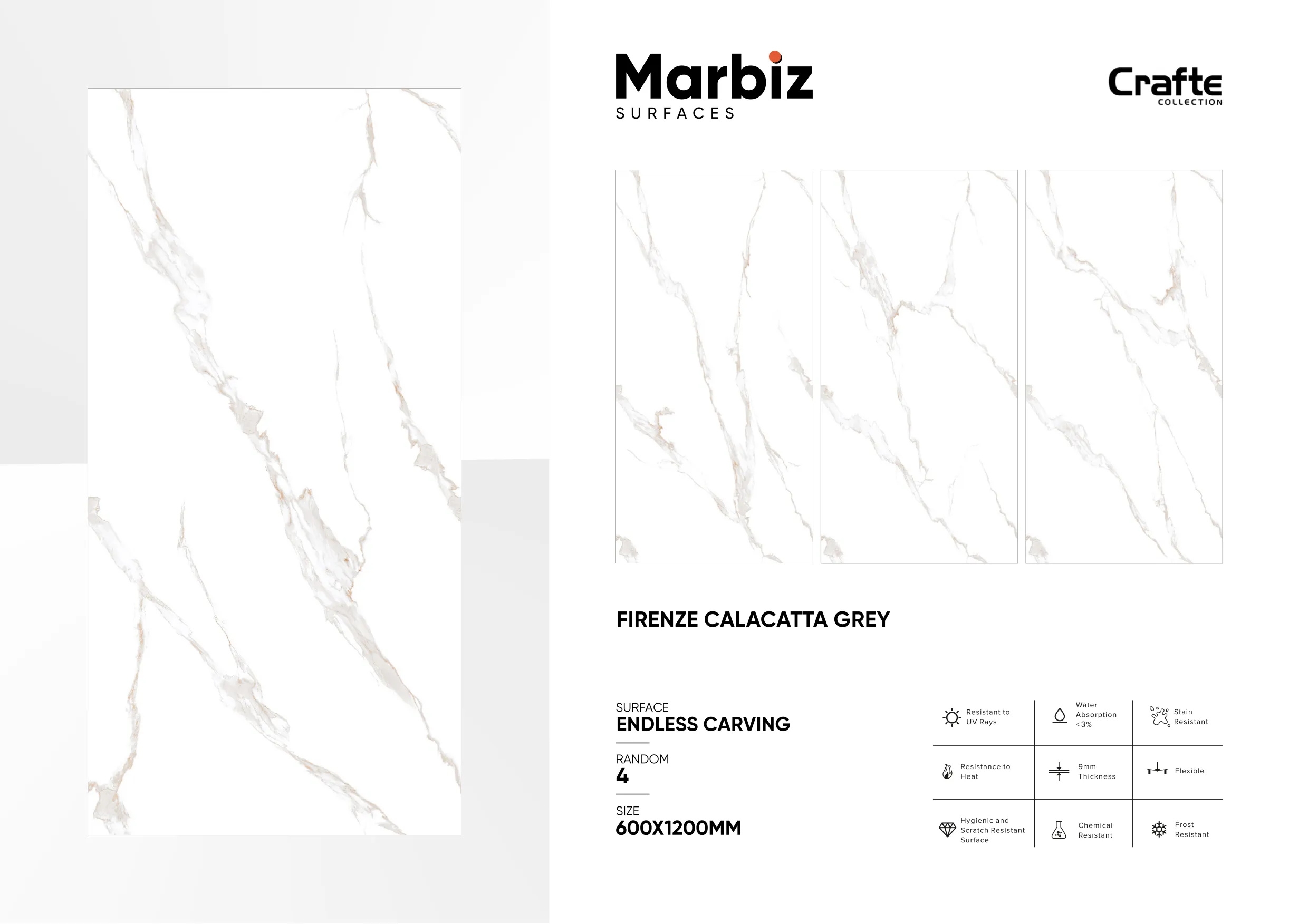 Crafte 600x1200mm White Endless - Design 56 - 600x1200mm Endless