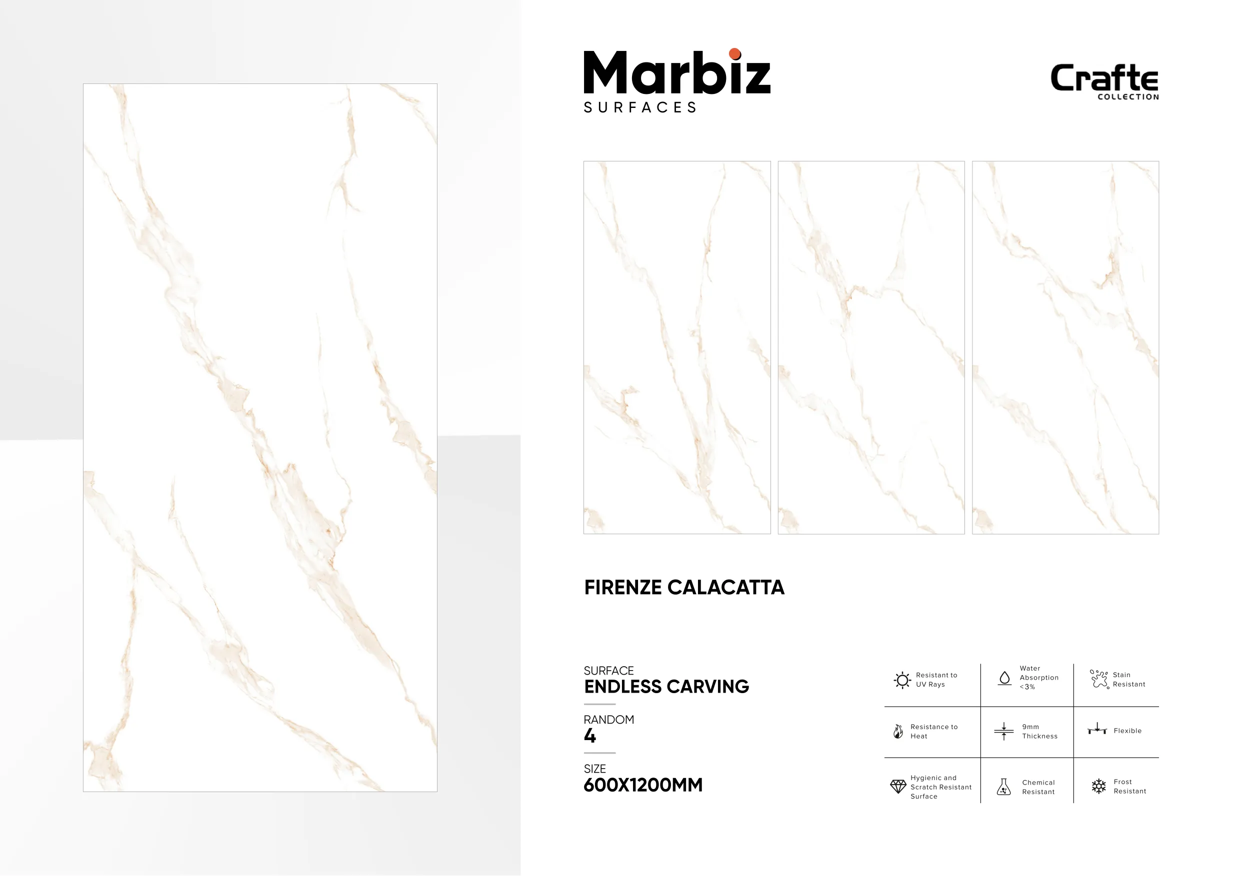 Crafte 600x1200mm White Endless - Design 58 - 600x1200mm Endless