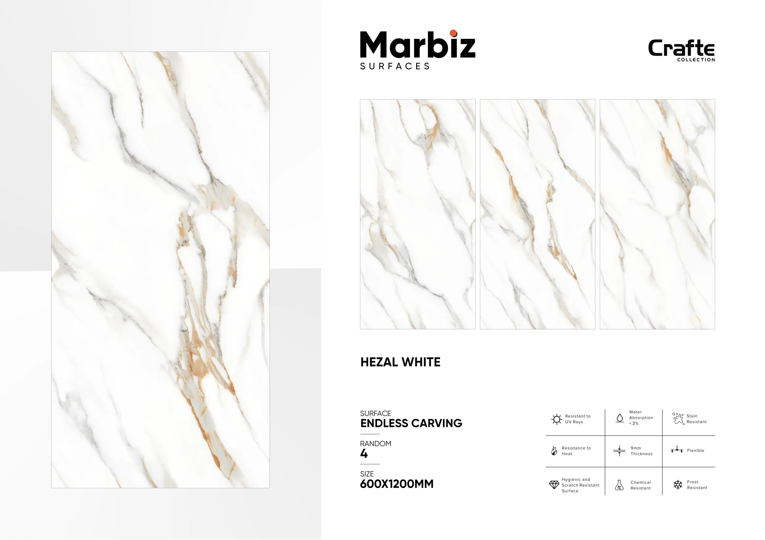 Crafte 600x1200mm White Endless - Design 62 - 600x1200mm Endless