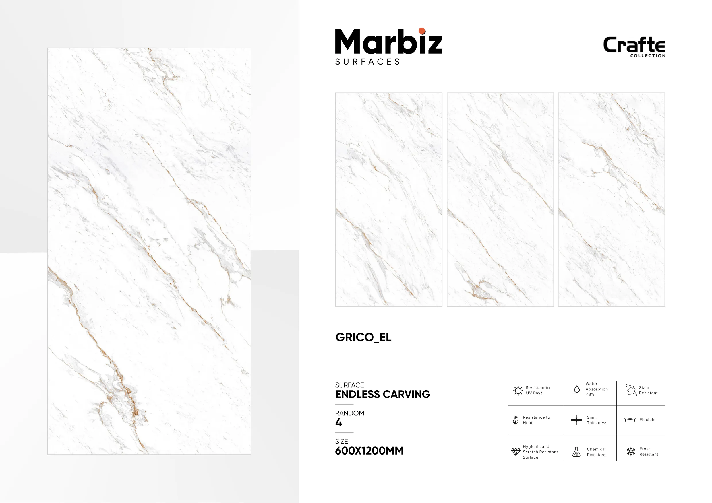 Crafte 600x1200mm White Endless - Design 64 - 600x1200mm Endless