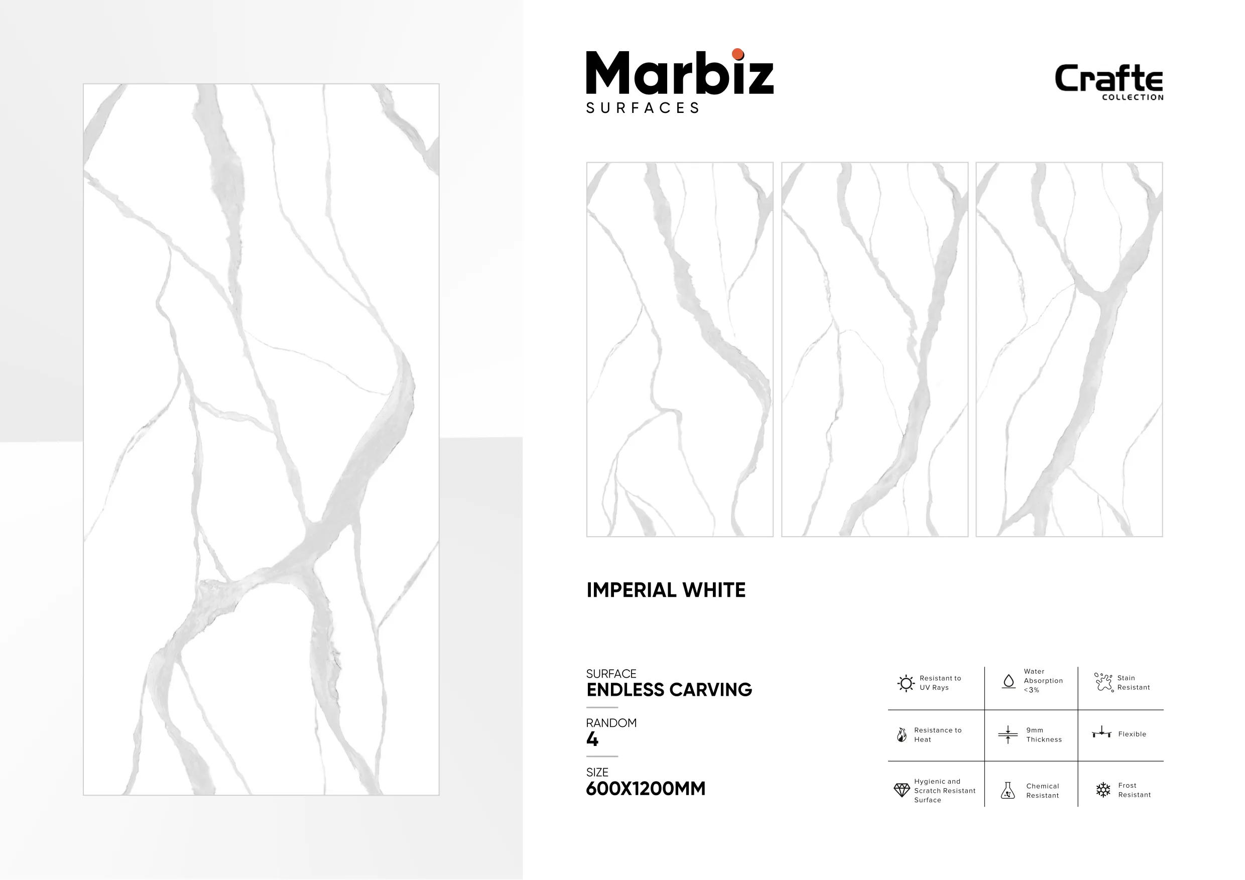 Crafte 600x1200mm White Endless - Design 68 - 600x1200mm Endless