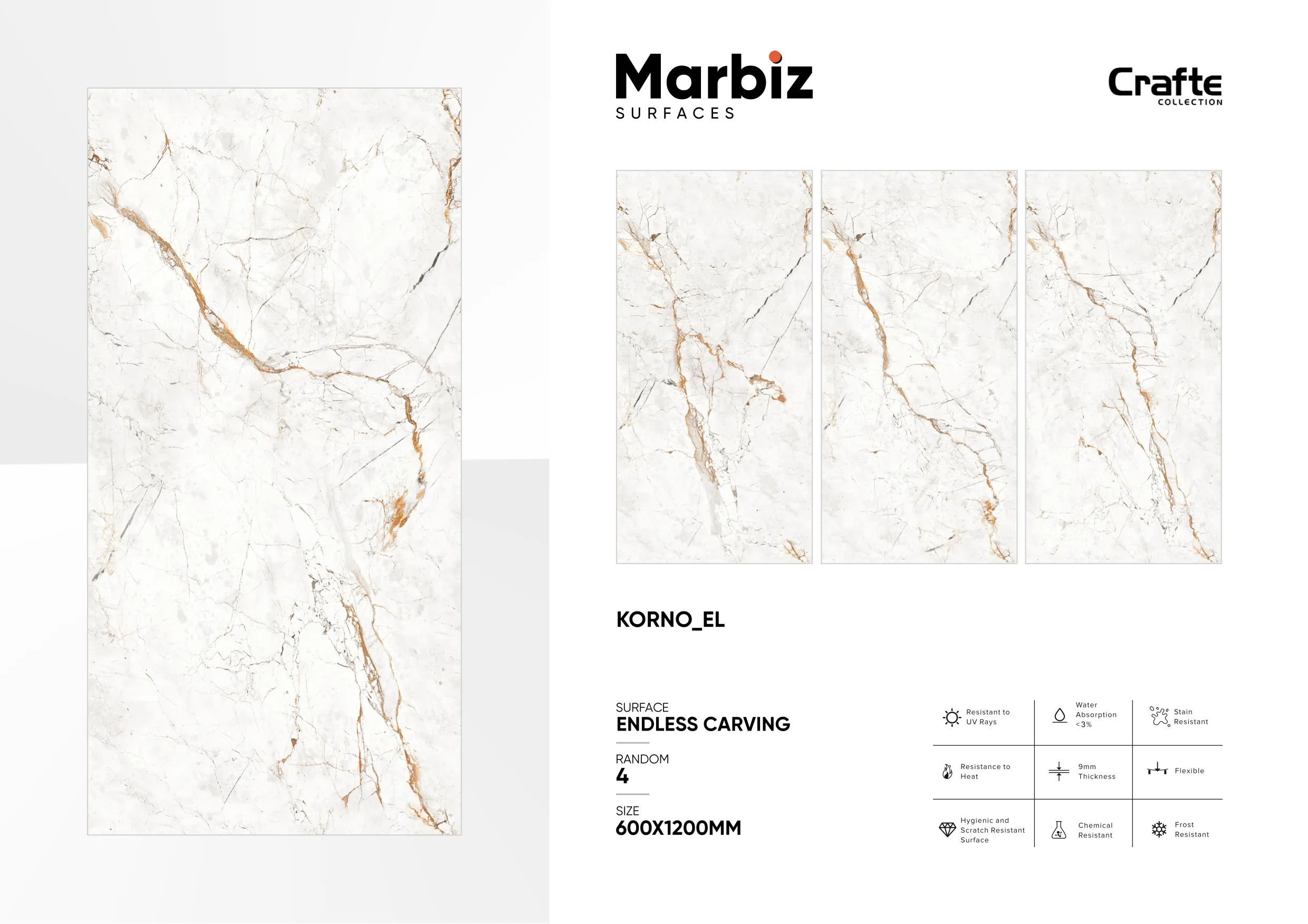 Crafte 600x1200mm White Endless - Design 72 - 600x1200mm Endless