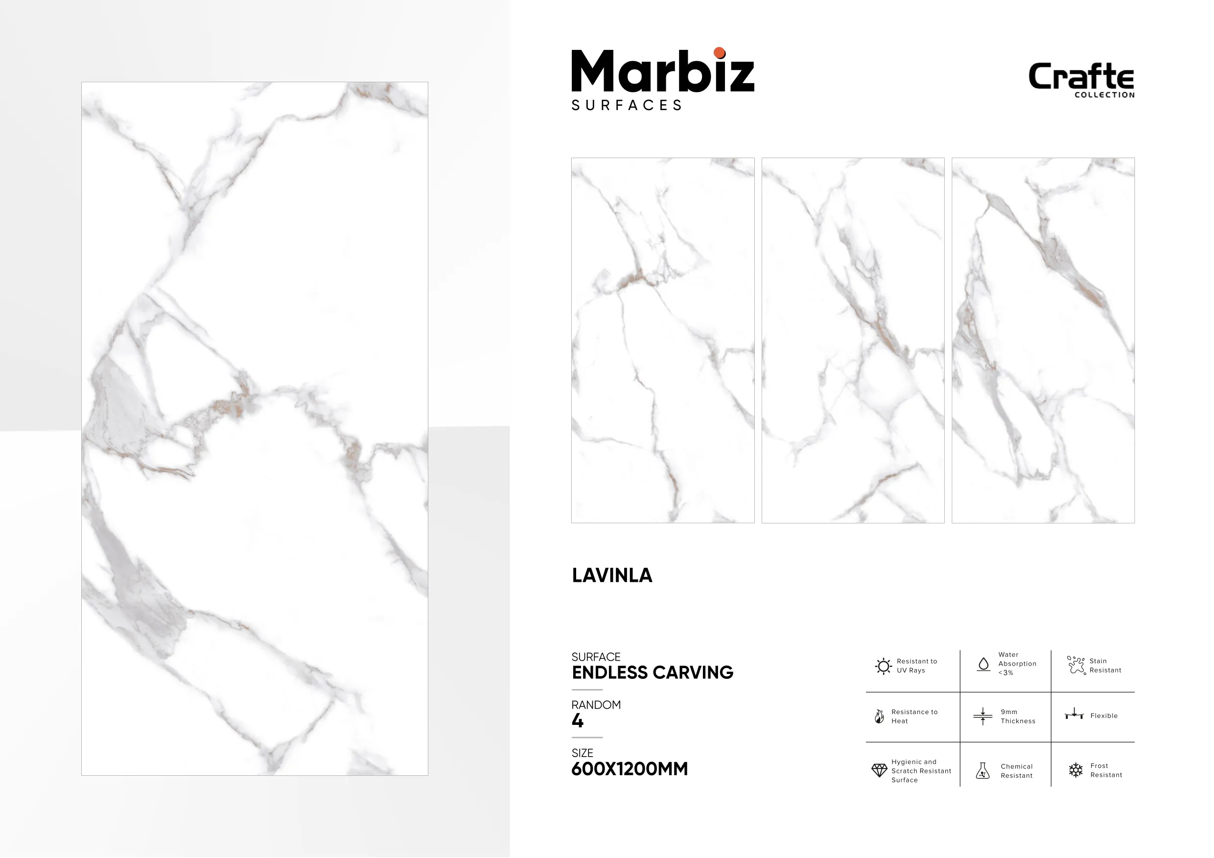 Crafte 600x1200mm White Endless - Design 74 - 600x1200mm Endless