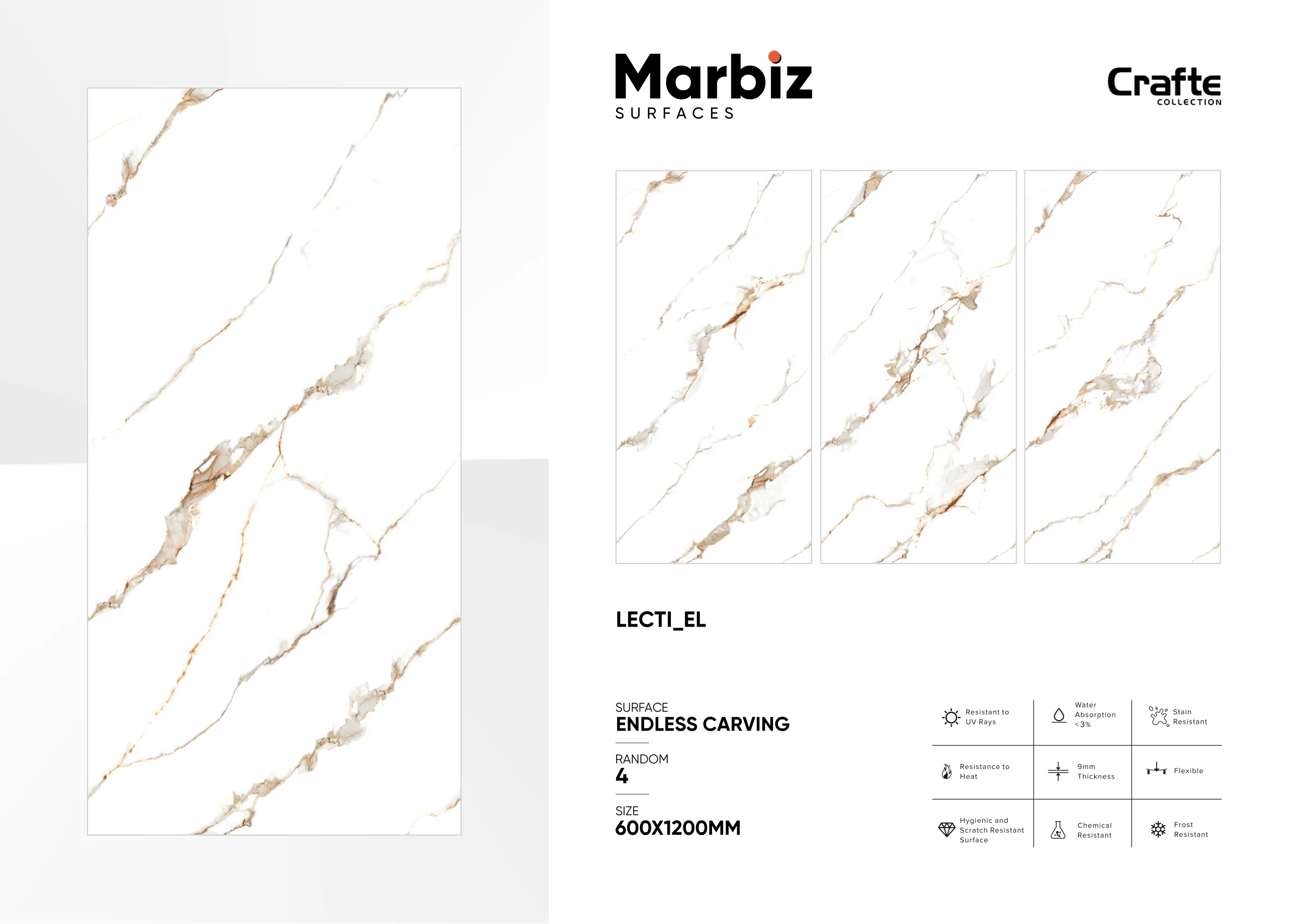 Crafte 600x1200mm White Endless - Design 76 - 600x1200mm Endless