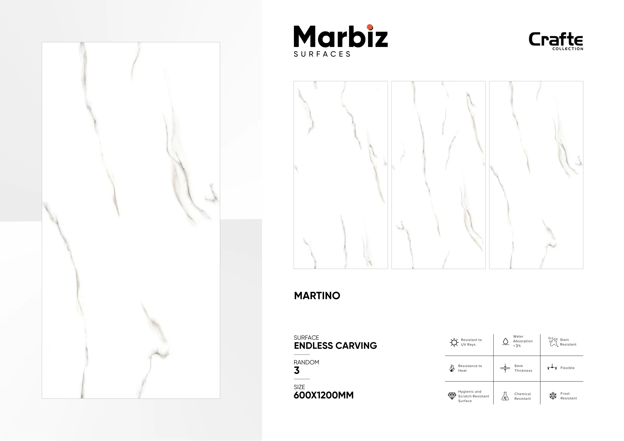 Crafte 600x1200mm White Endless - Design 82 - 600x1200mm Endless