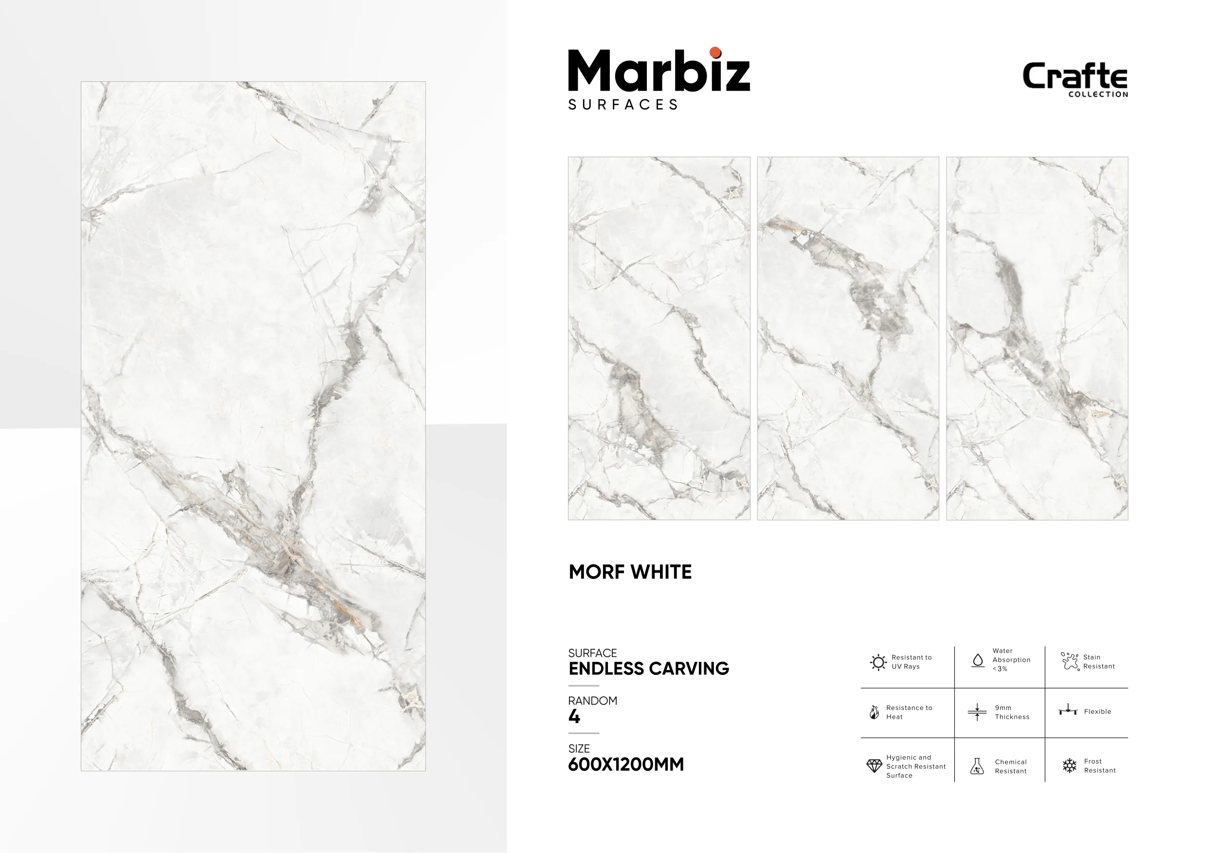 Crafte 600x1200mm White Endless - Design 84 - 600x1200mm Endless