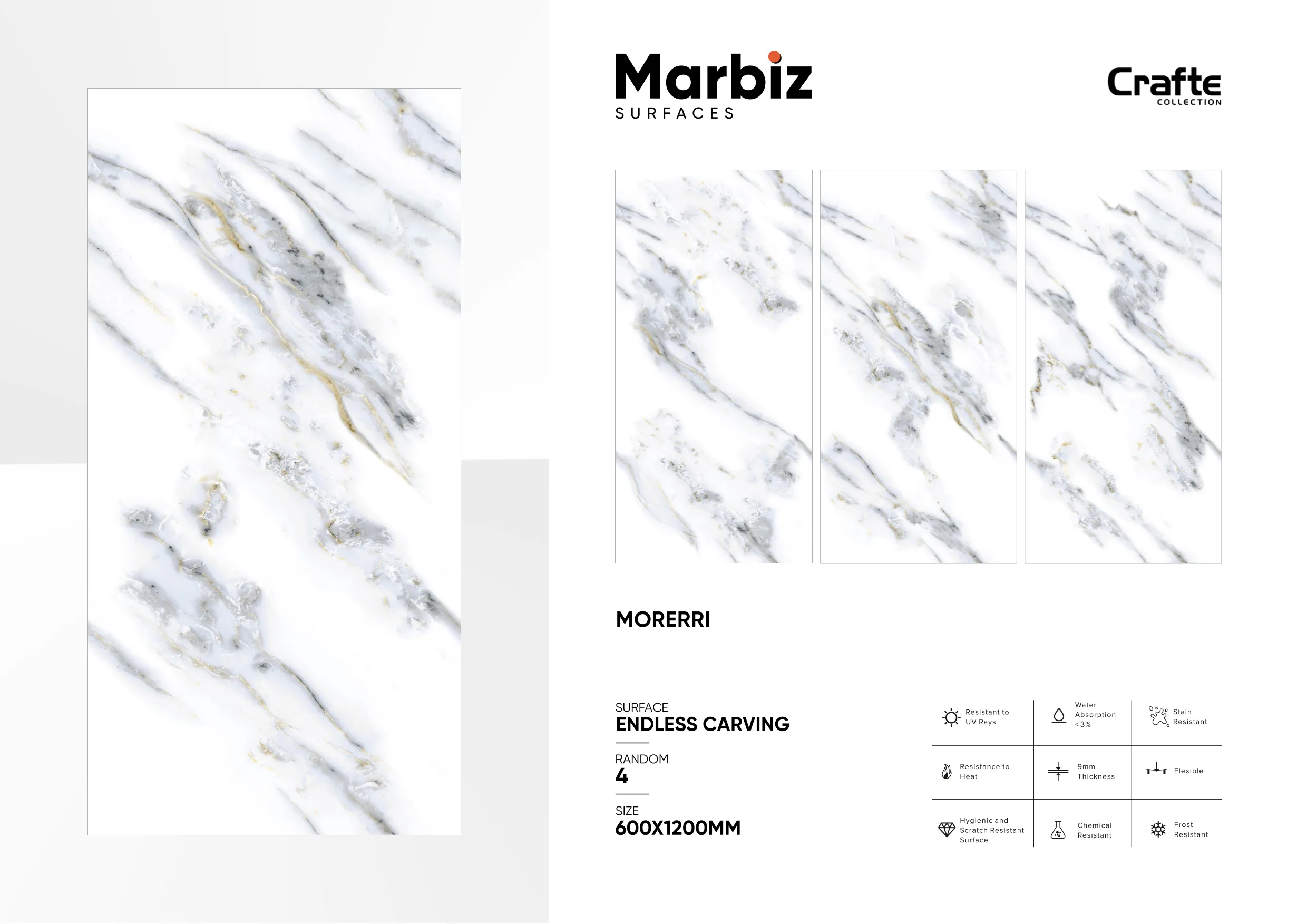 Crafte 600x1200mm White Endless - Design 86 - 600x1200mm Endless