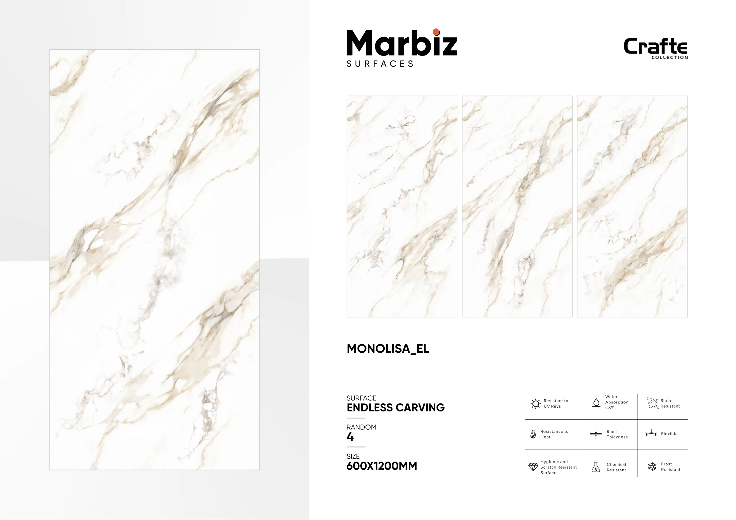 Crafte 600x1200mm White Endless - Design 88 - 600x1200mm Endless