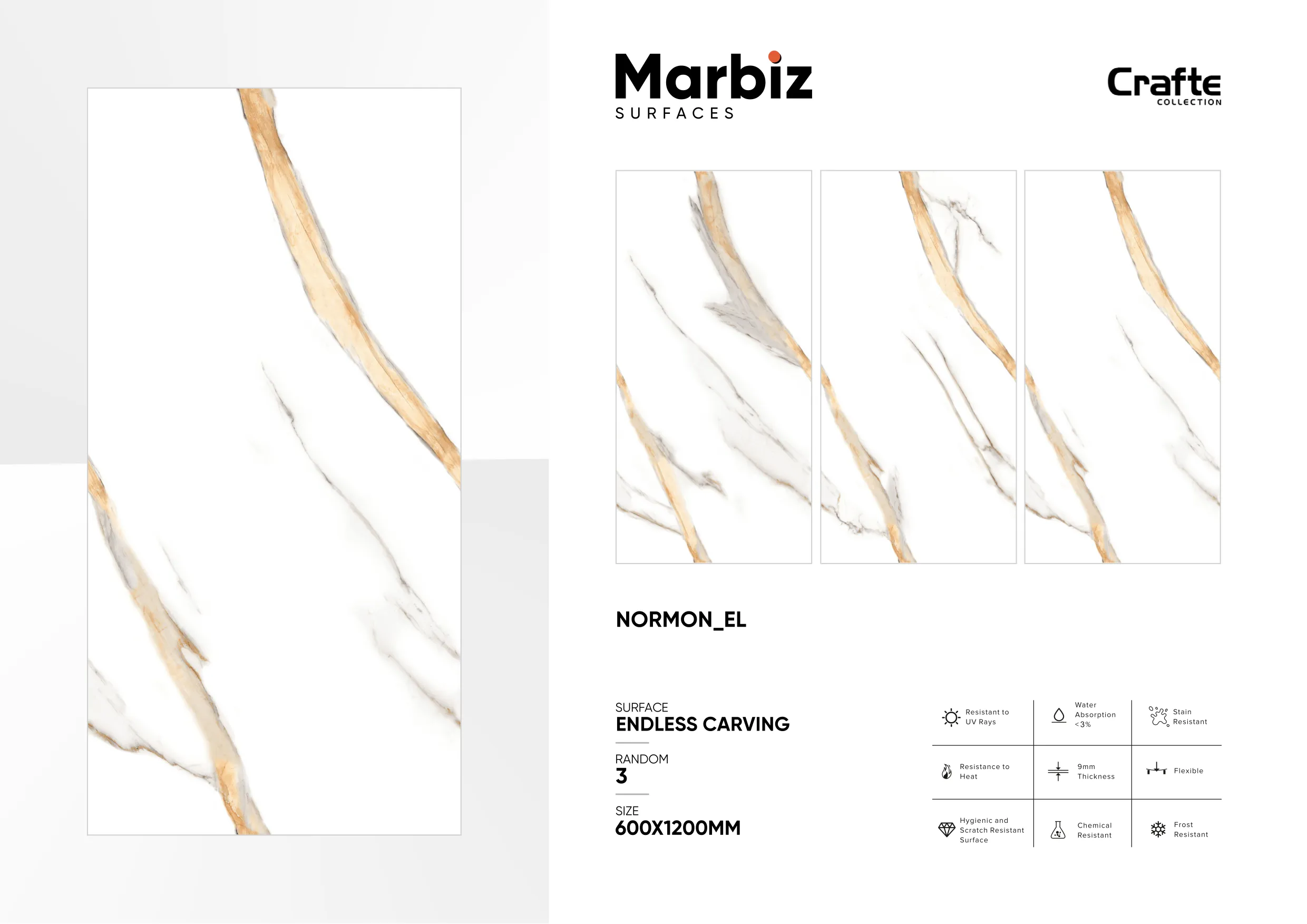 Crafte 600x1200mm White Endless - Design 94 - 600x1200mm Endless