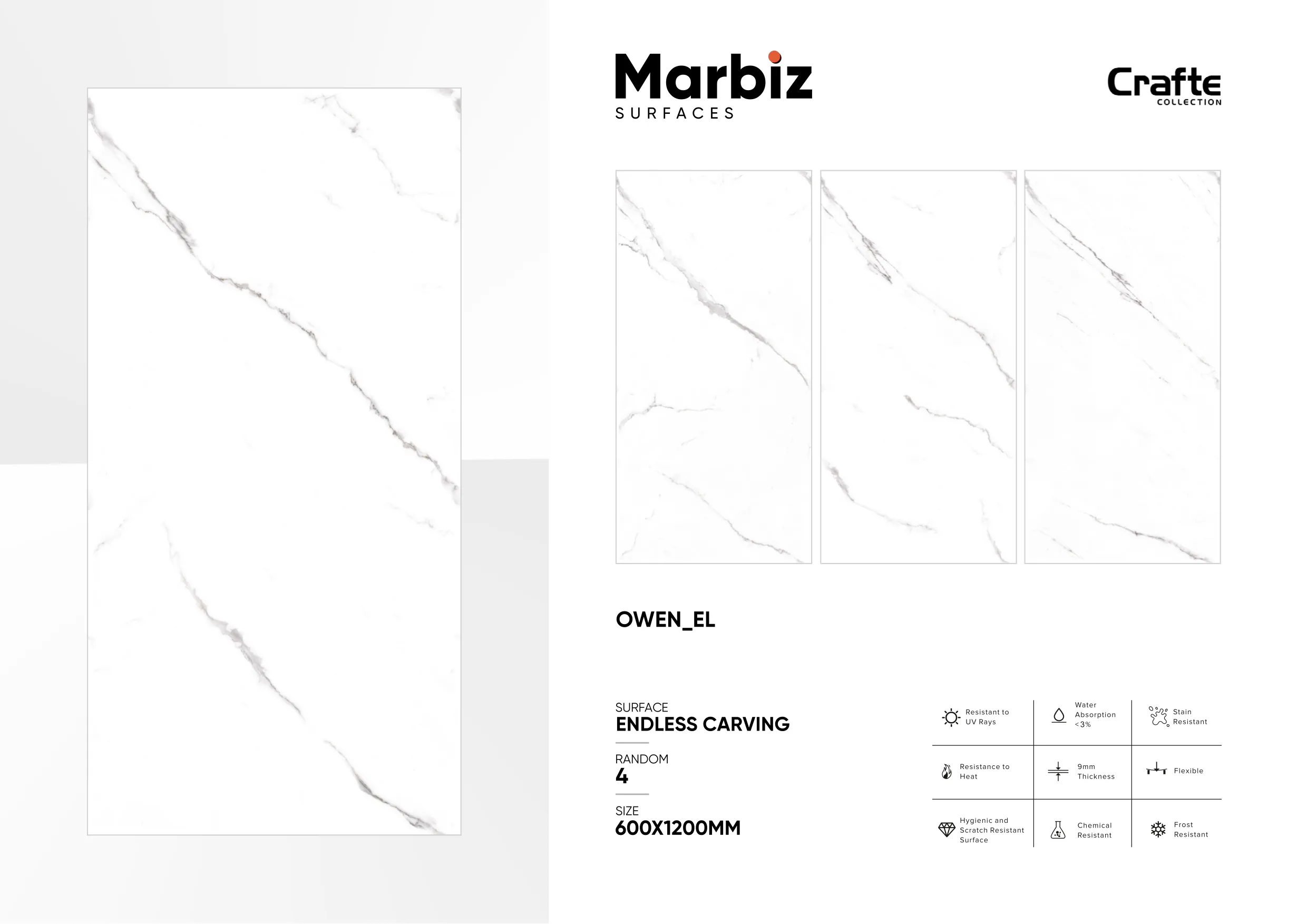 Crafte 600x1200mm White Endless - Design 96 - 600x1200mm Endless