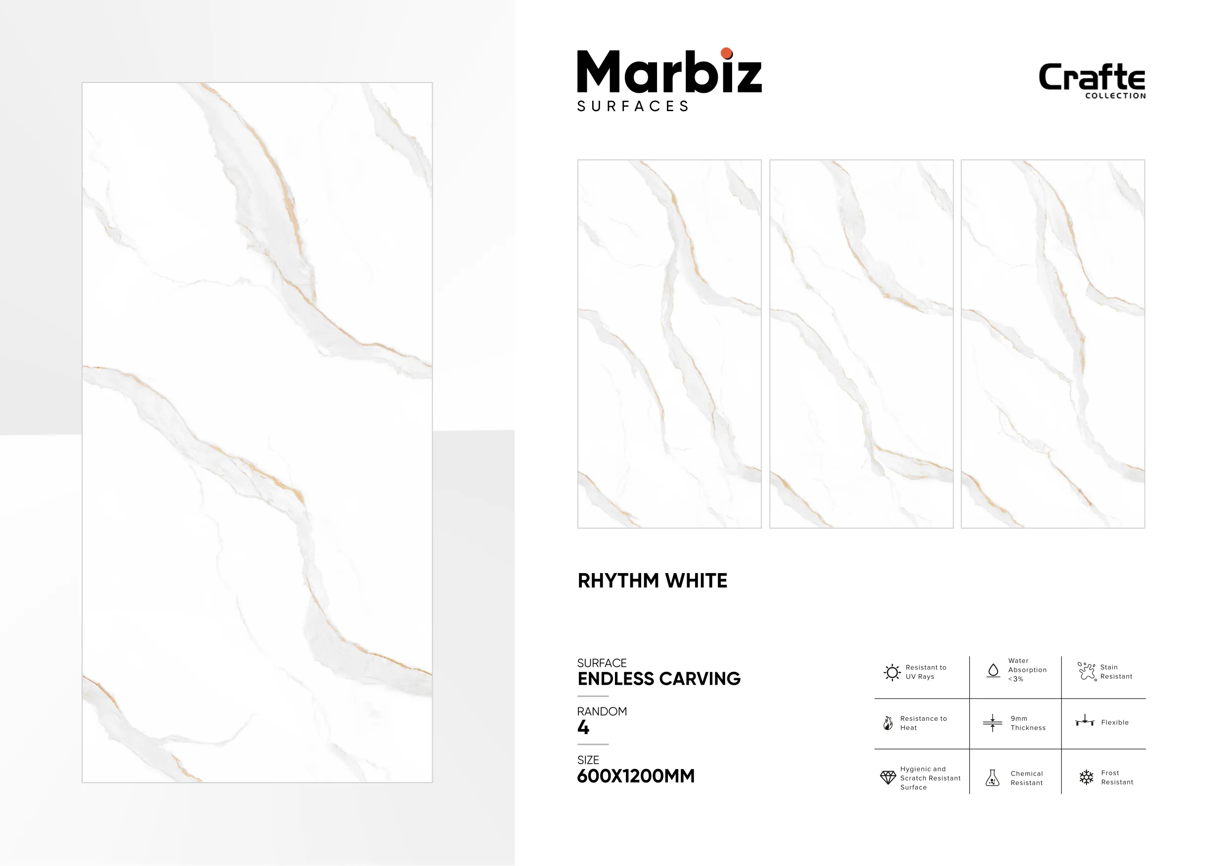Crafte 600x1200mm White Endless - Design 98 - 600x1200mm Endless