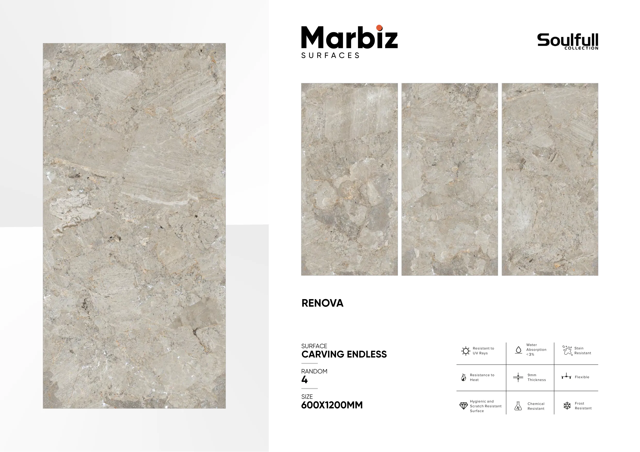 Soulfull 600x1200mm Carving Endless - Design 146 - 600x1200mm Carving