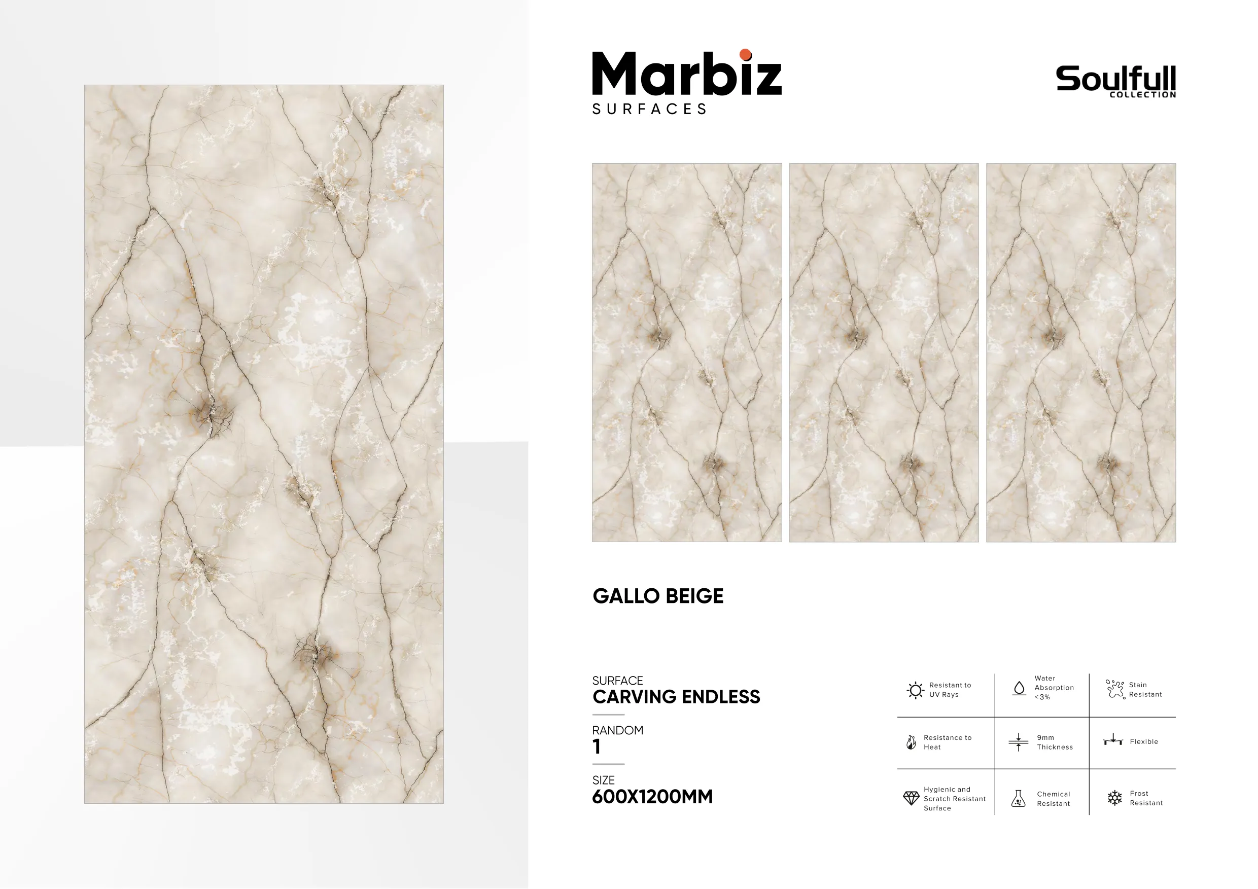 Soulfull 600x1200mm Carving Endless - Design 200 - 600x1200mm Carving