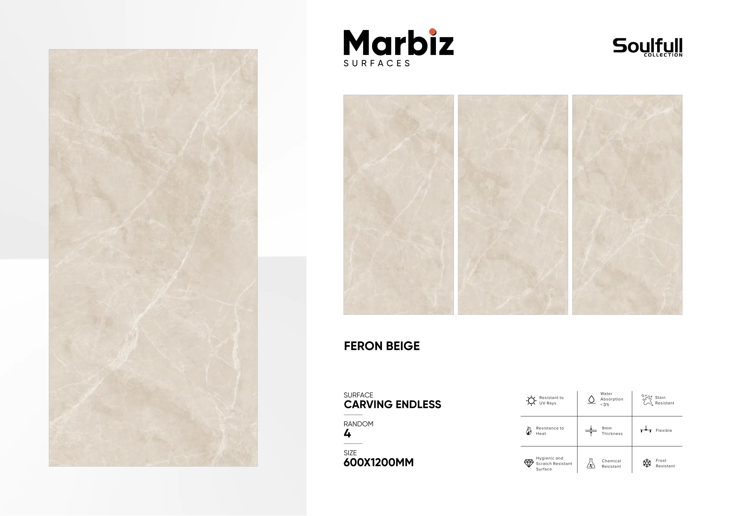 Soulfull 600x1200mm Carving Endless - Design 78 - 600x1200mm Carving