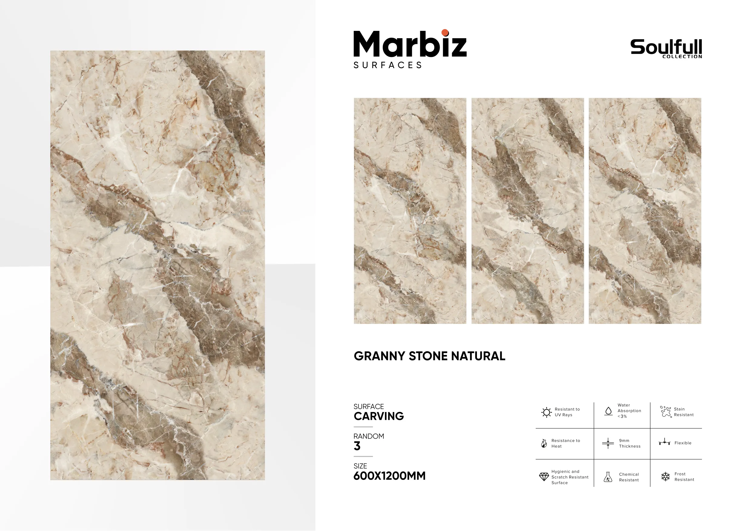 Soulfull 600x1200mm Carving Random - Design 168 - 600x1200mm Carving