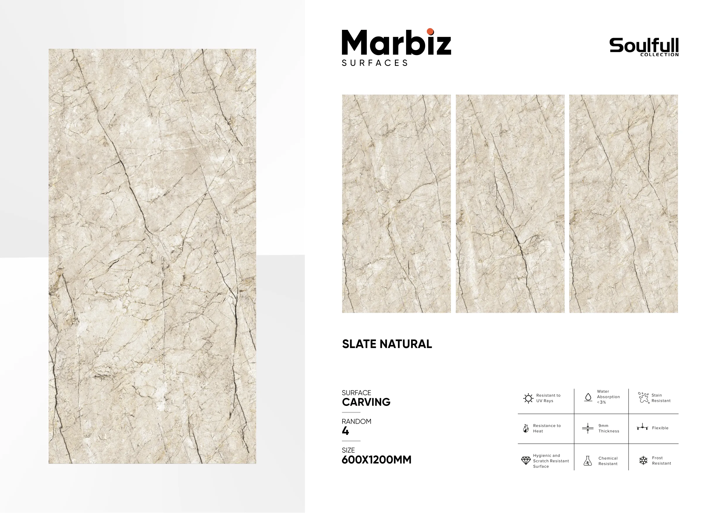 Soulfull 600x1200mm Carving Random - Design 188 - 600x1200mm Carving